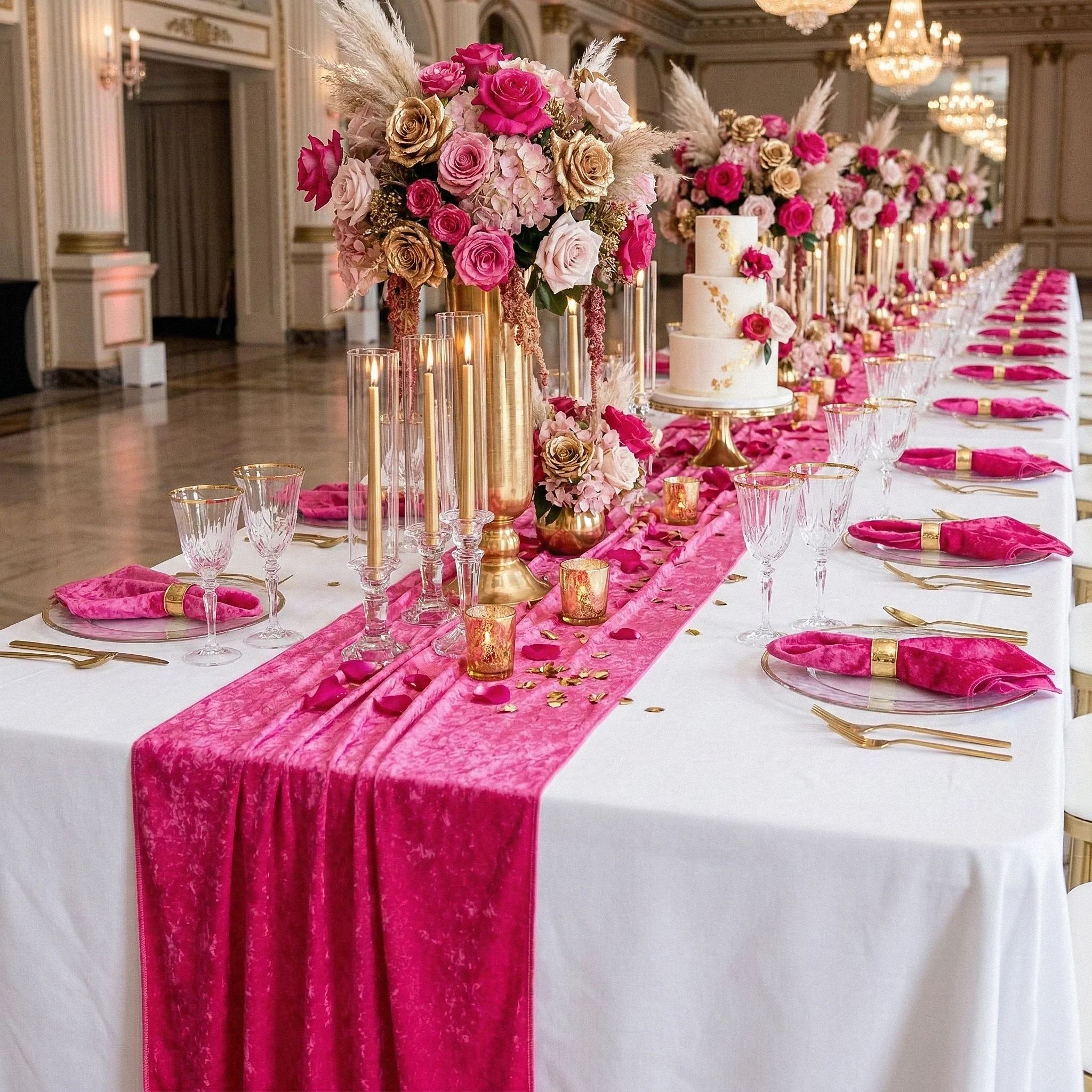 Velvet Table Runner - Fuchsia - Image 2