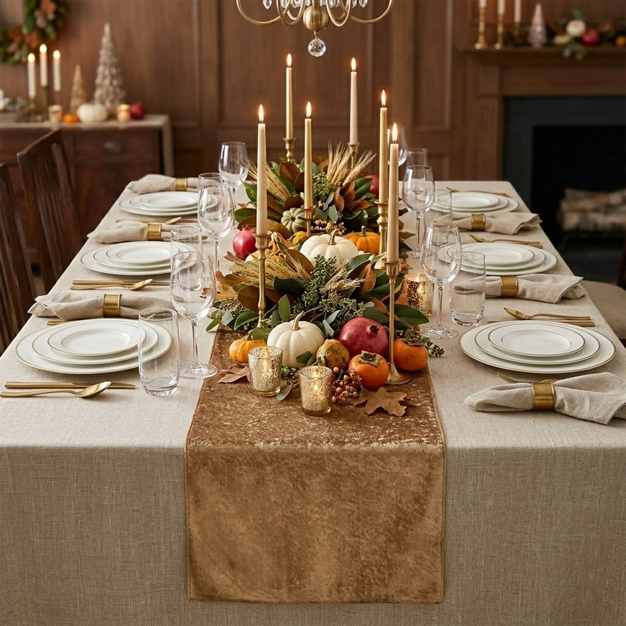 Velvet Table Runner - Mocha Brown - Image 2