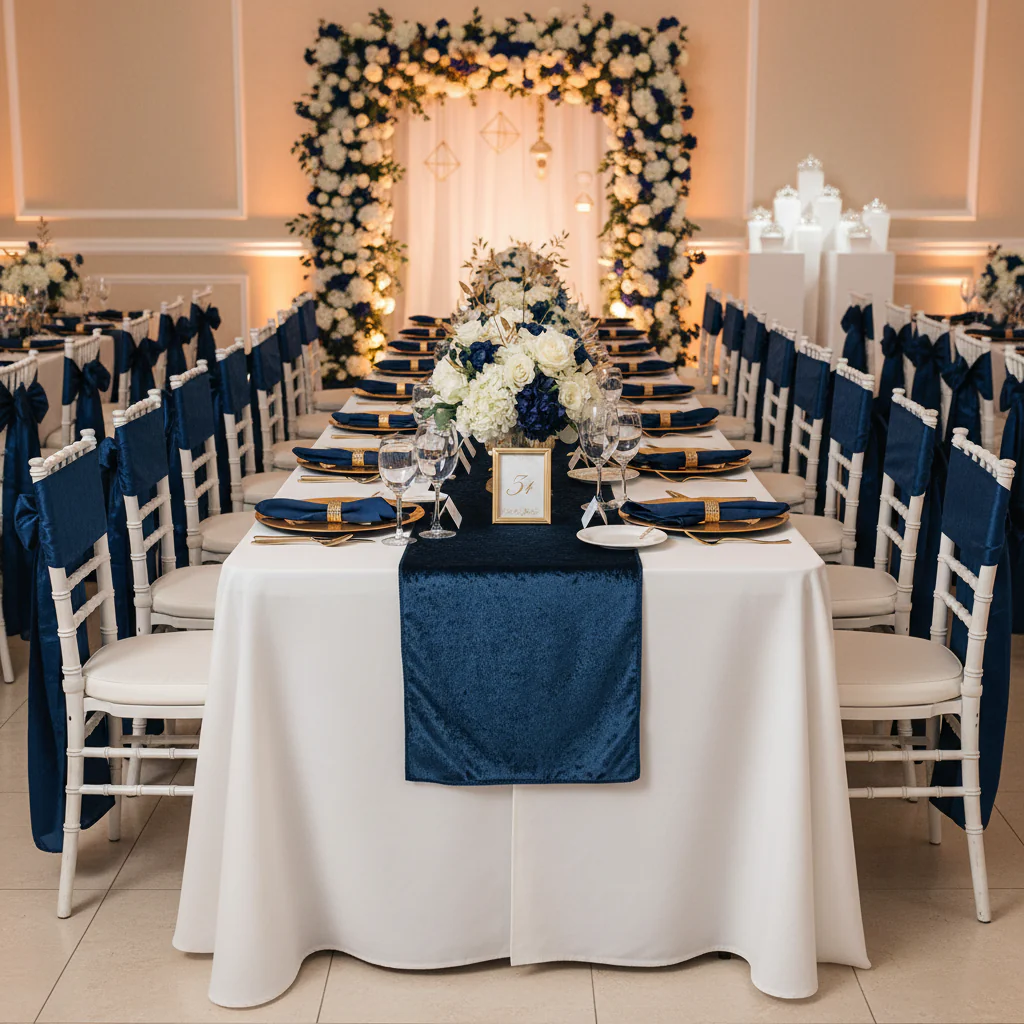 Velvet Table Runner - Navy Blue - Image 2