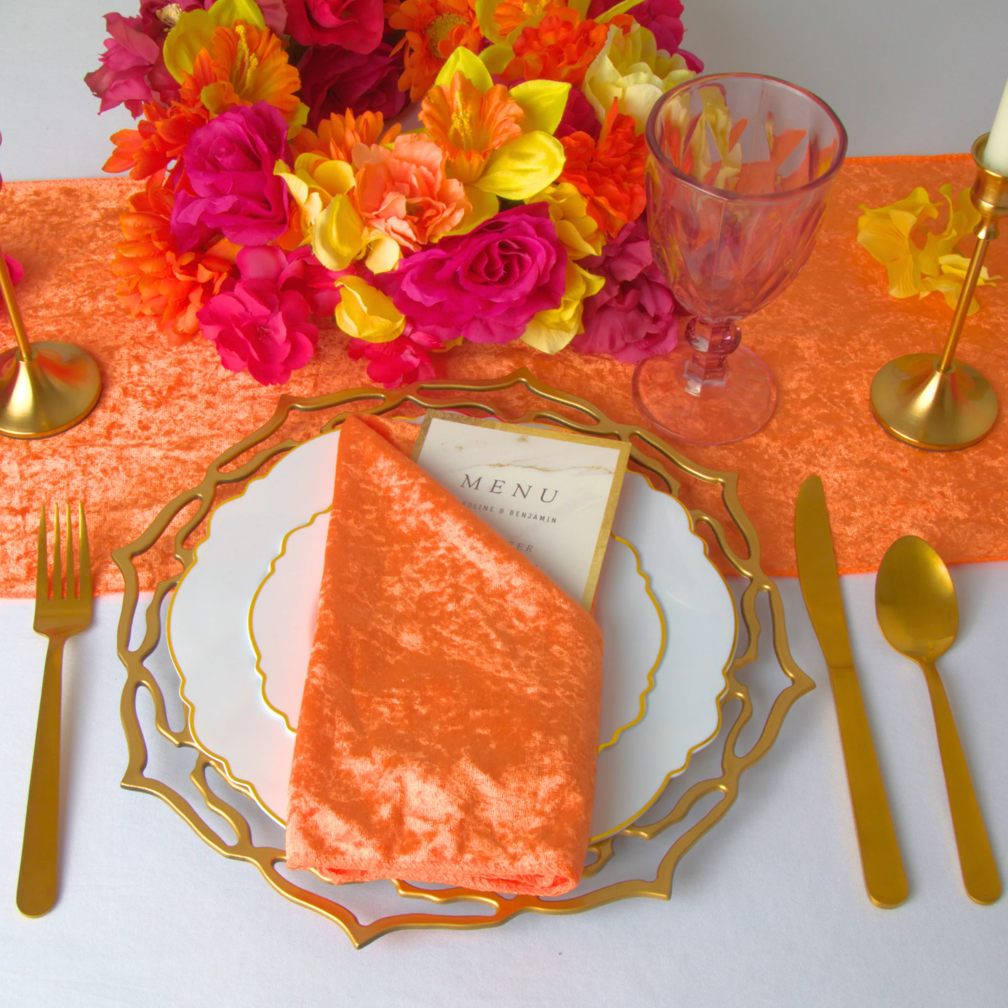 Velvet Table Runner - Orange - Image 2