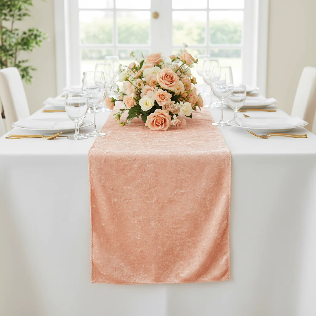 Velvet Table Runner - Peach