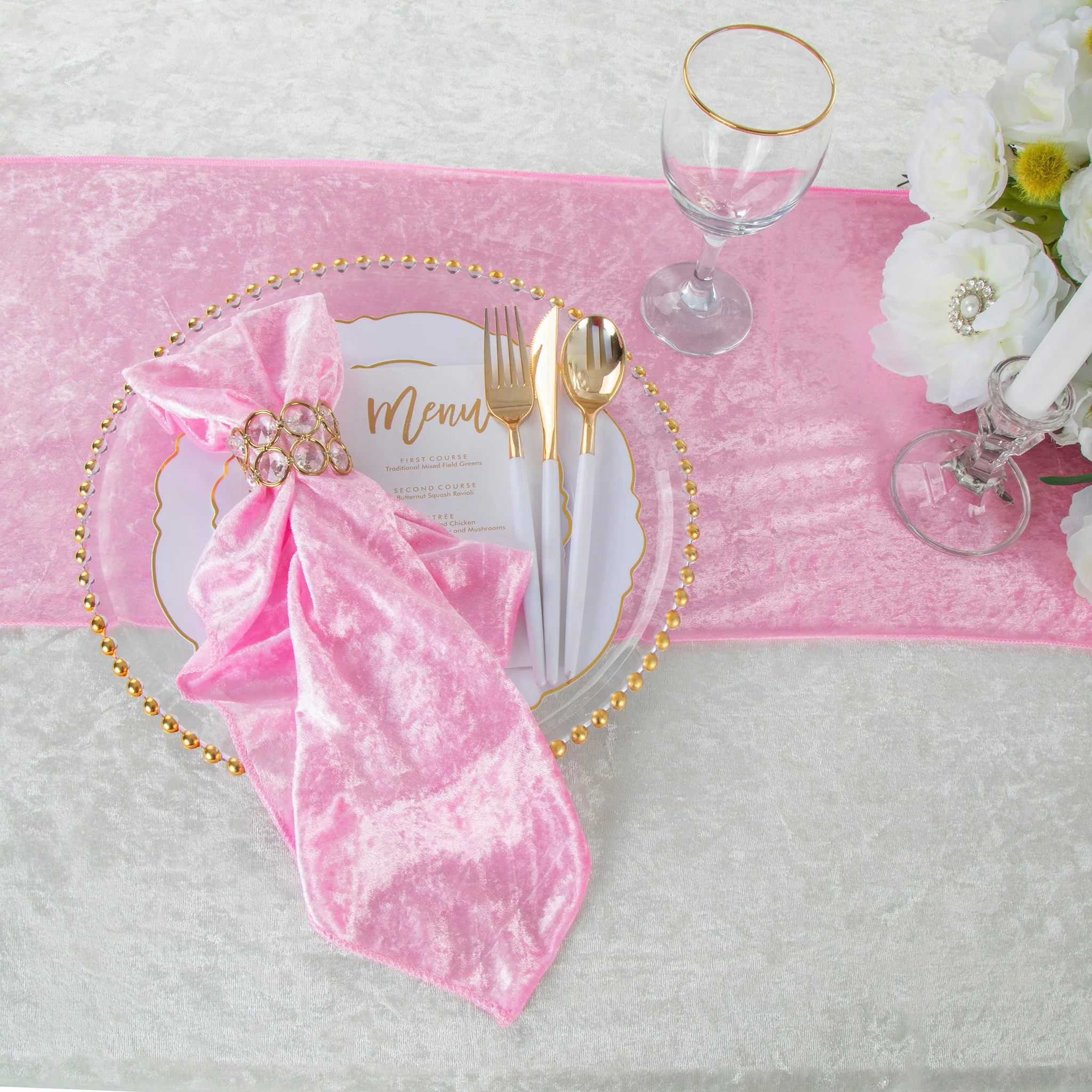 Velvet Table Runner - Pink - Image 2