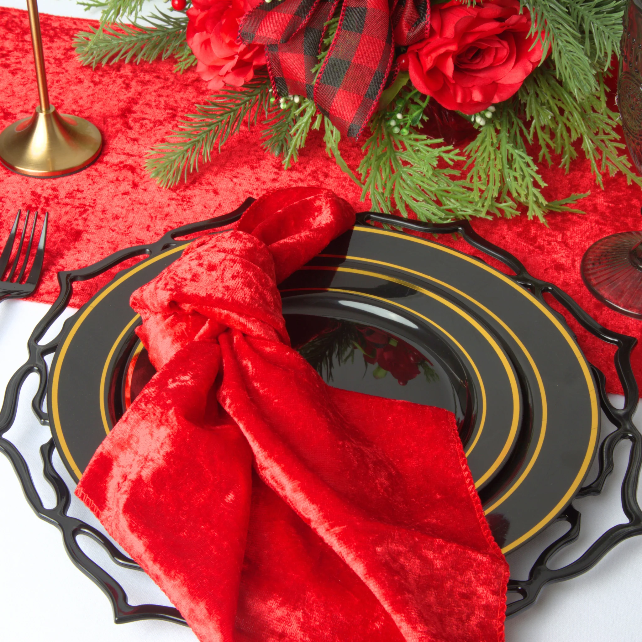 Velvet Table Runner - Red - Image 2