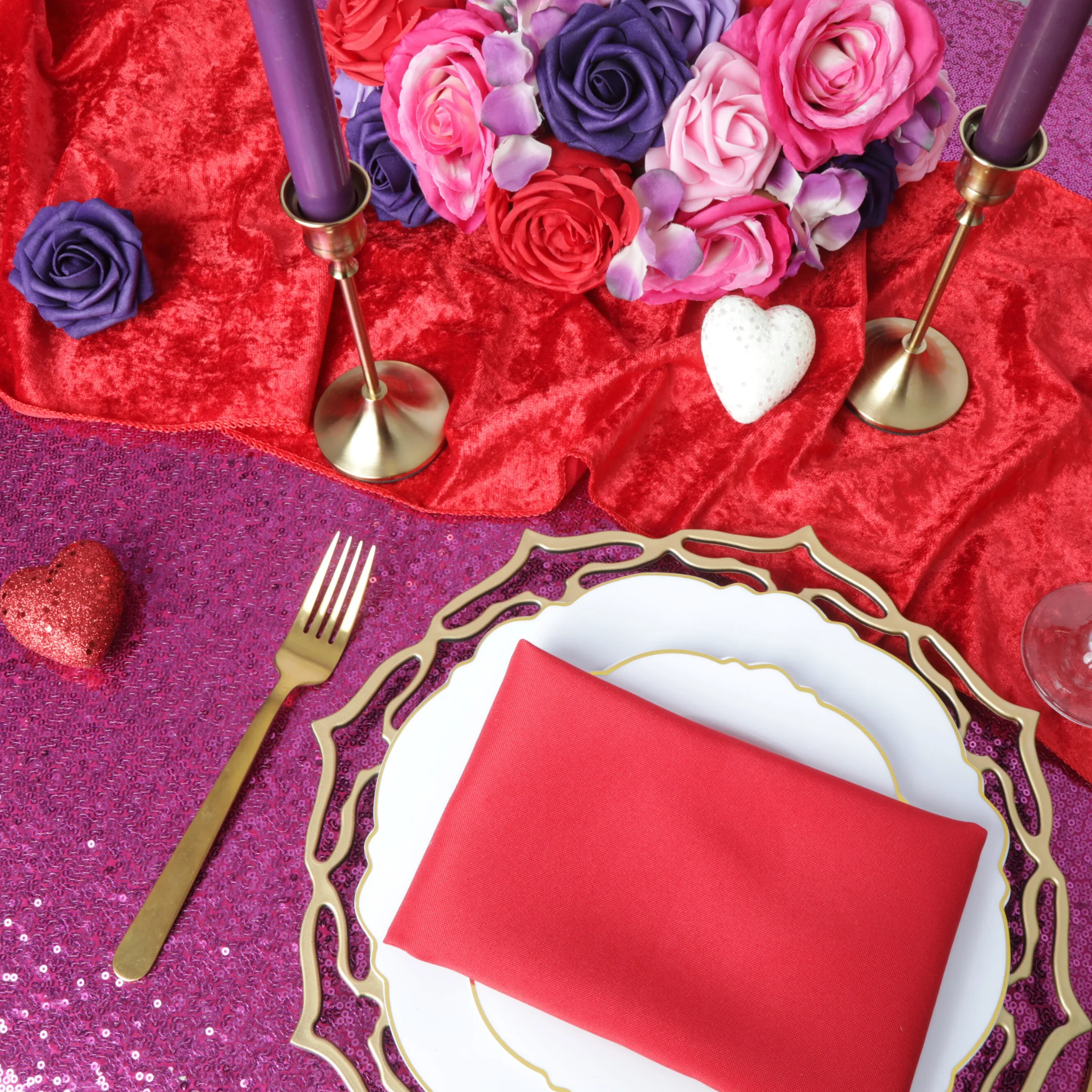 Velvet Table Runner - Red - Image 3