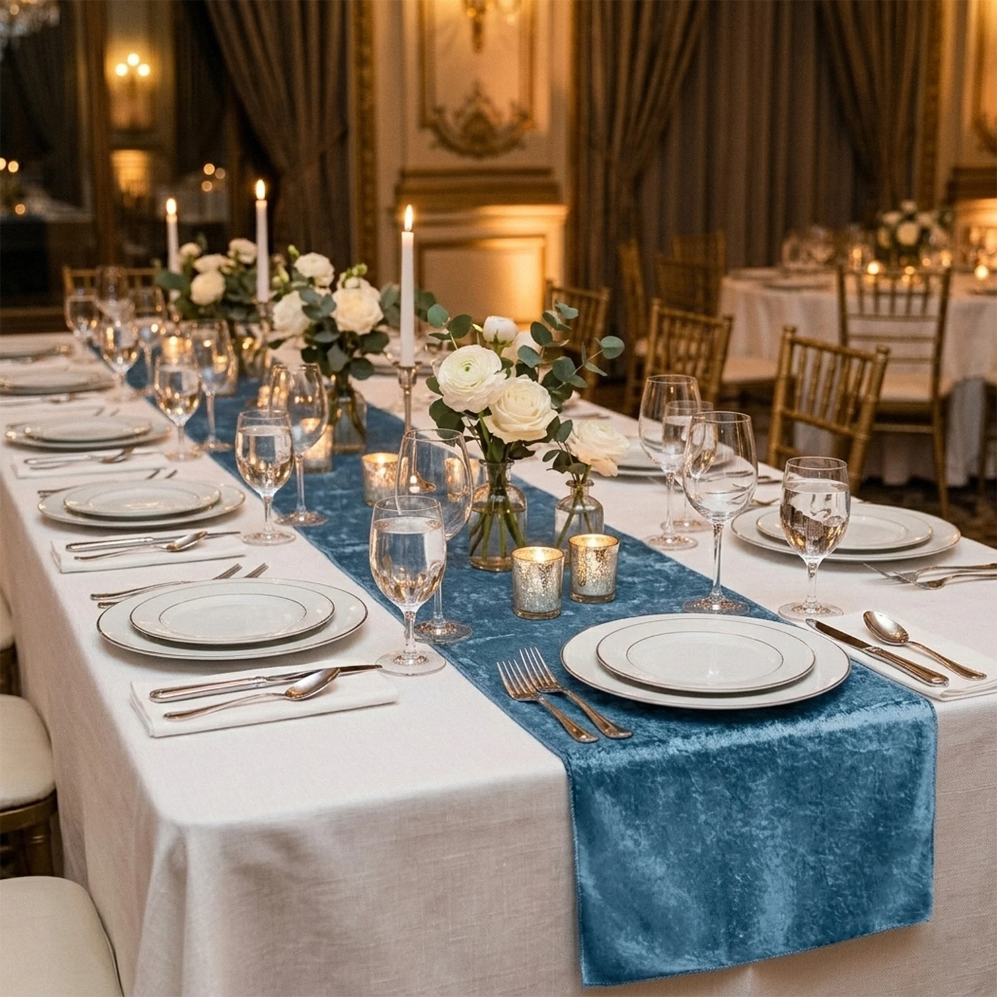 Velvet Table Runner - Steele Blue - Image 6