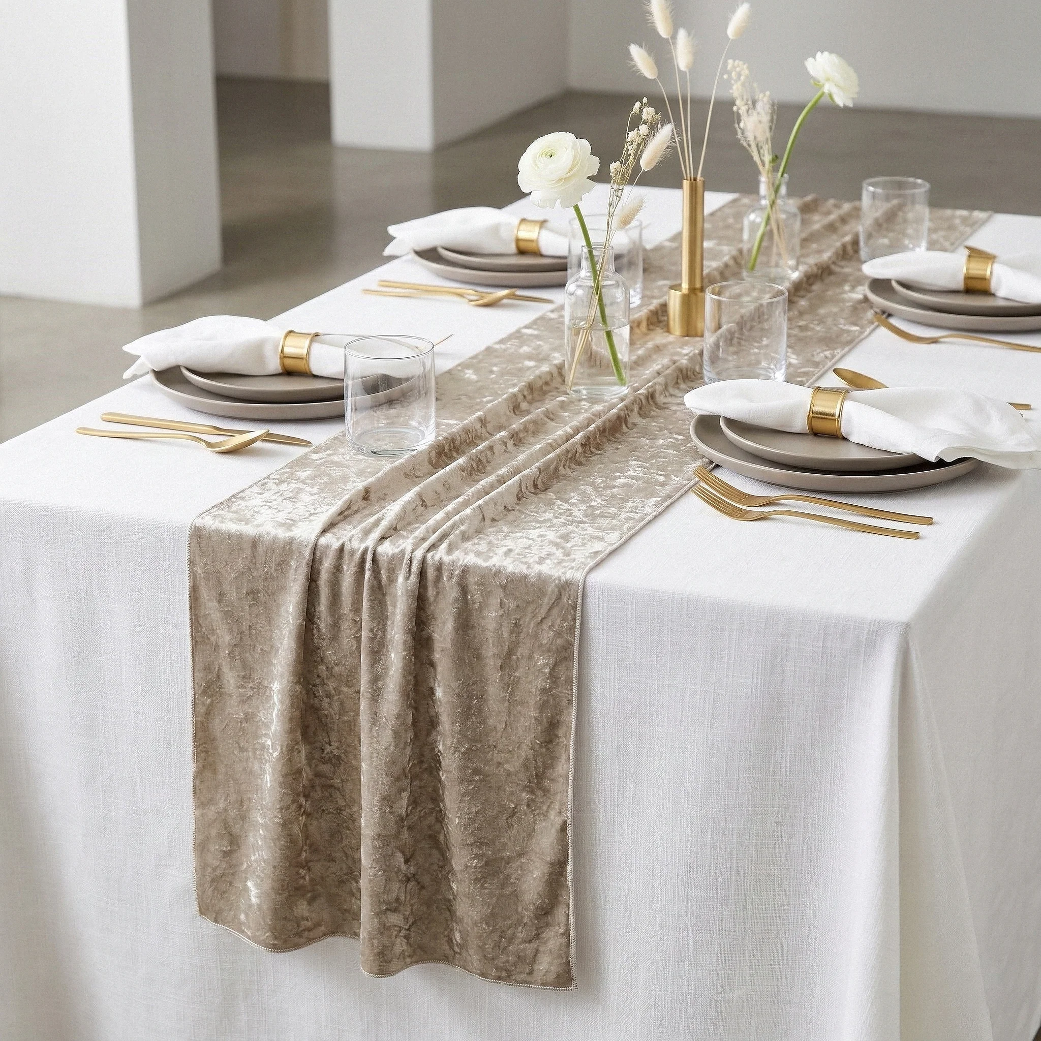 Velvet Table Runner - Taupe - Image 2