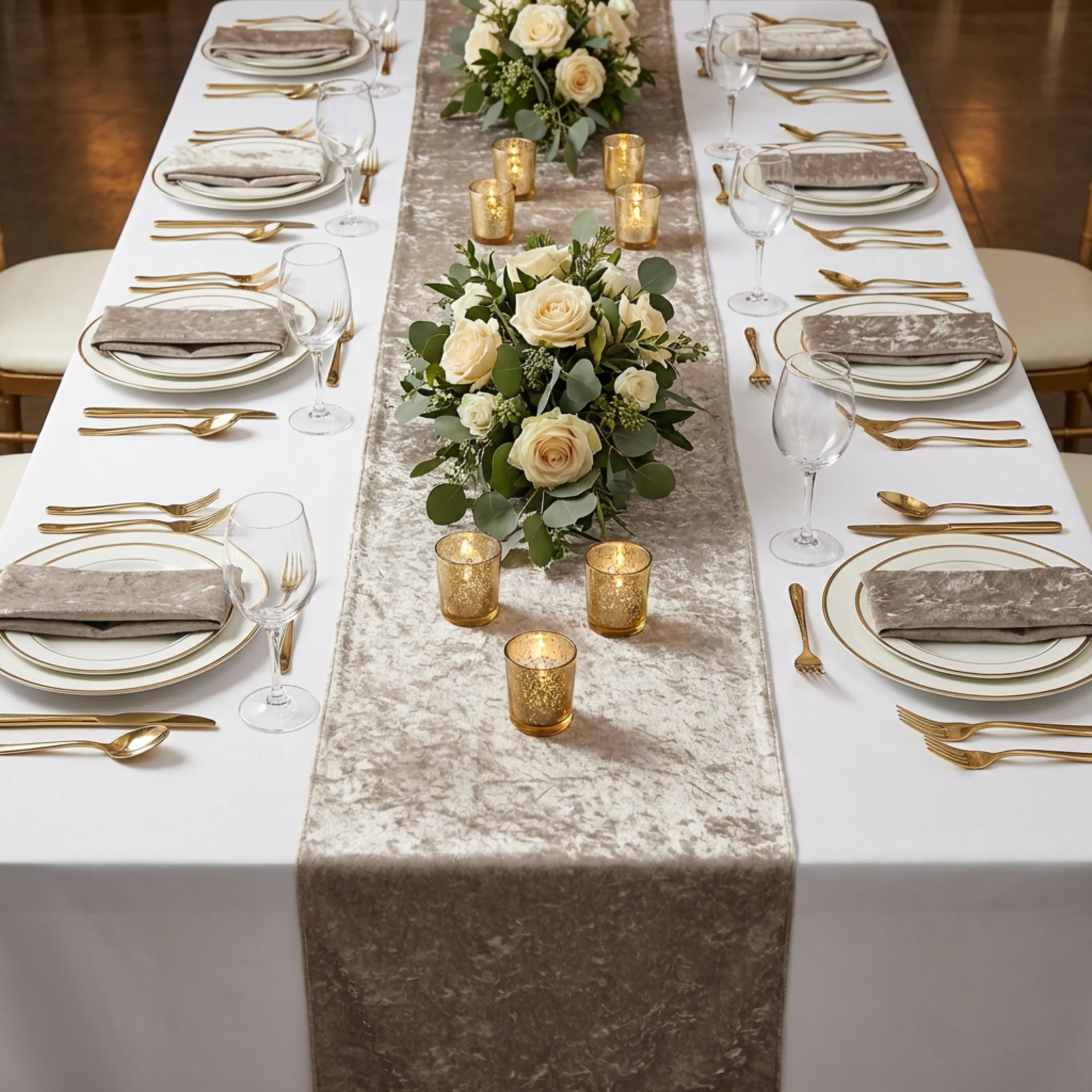 Velvet Table Runner - Taupe - Image 5