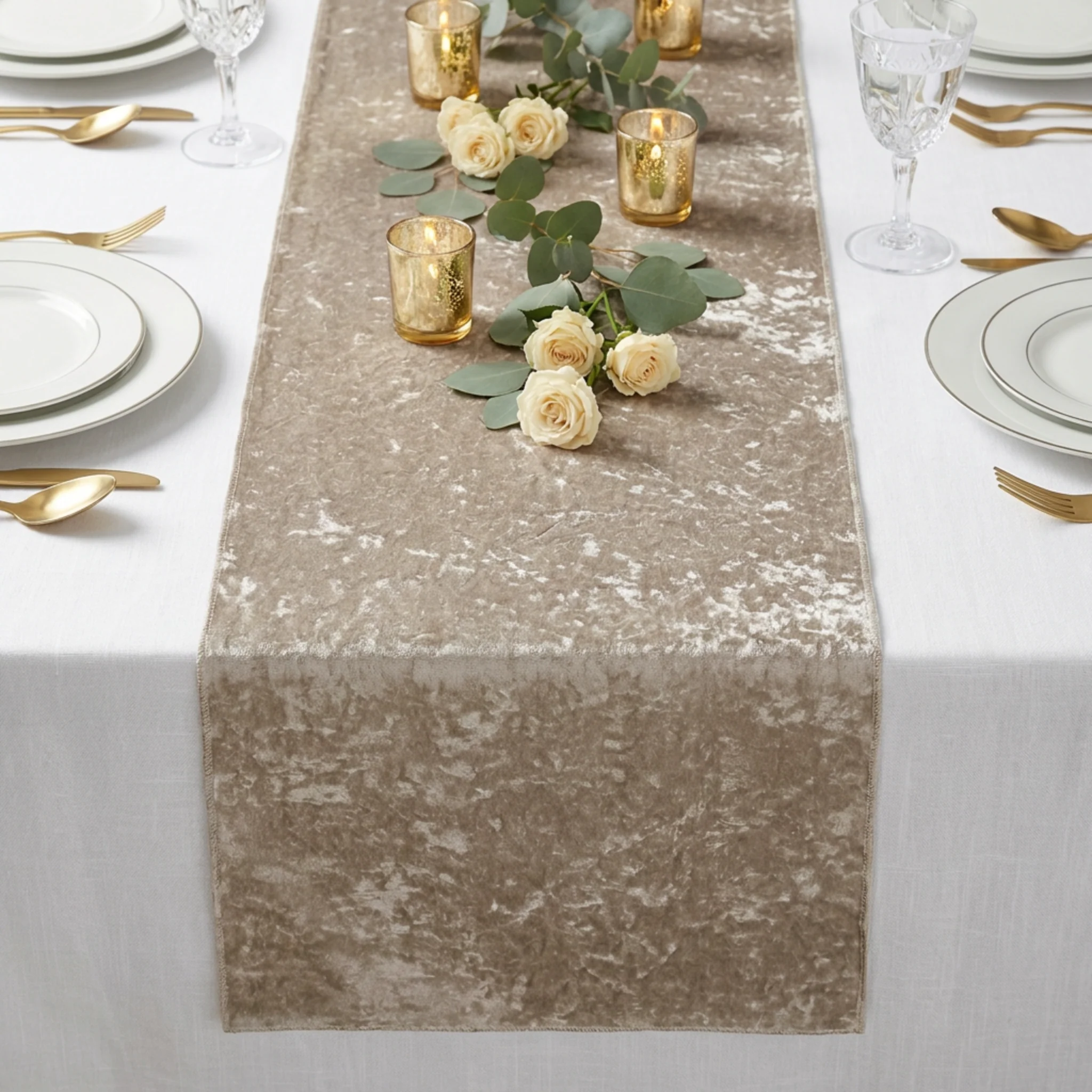 Velvet Table Runner - Taupe - Image 7