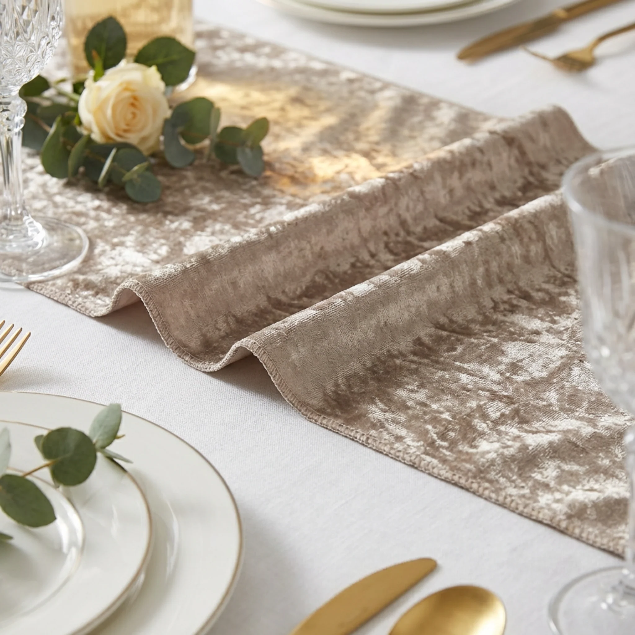 Velvet Table Runner - Taupe - Image 8