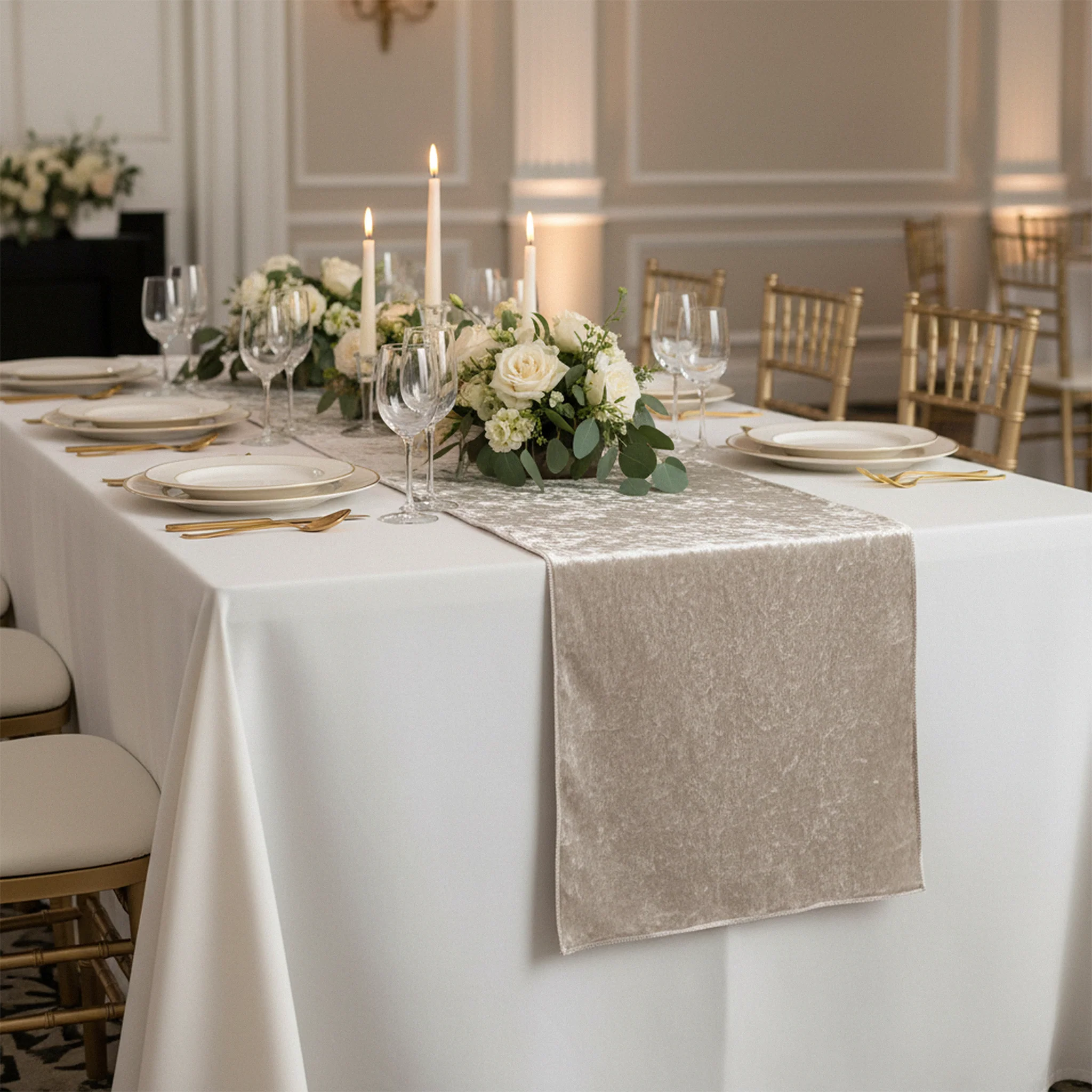 Velvet Table Runner - Taupe - Image 9