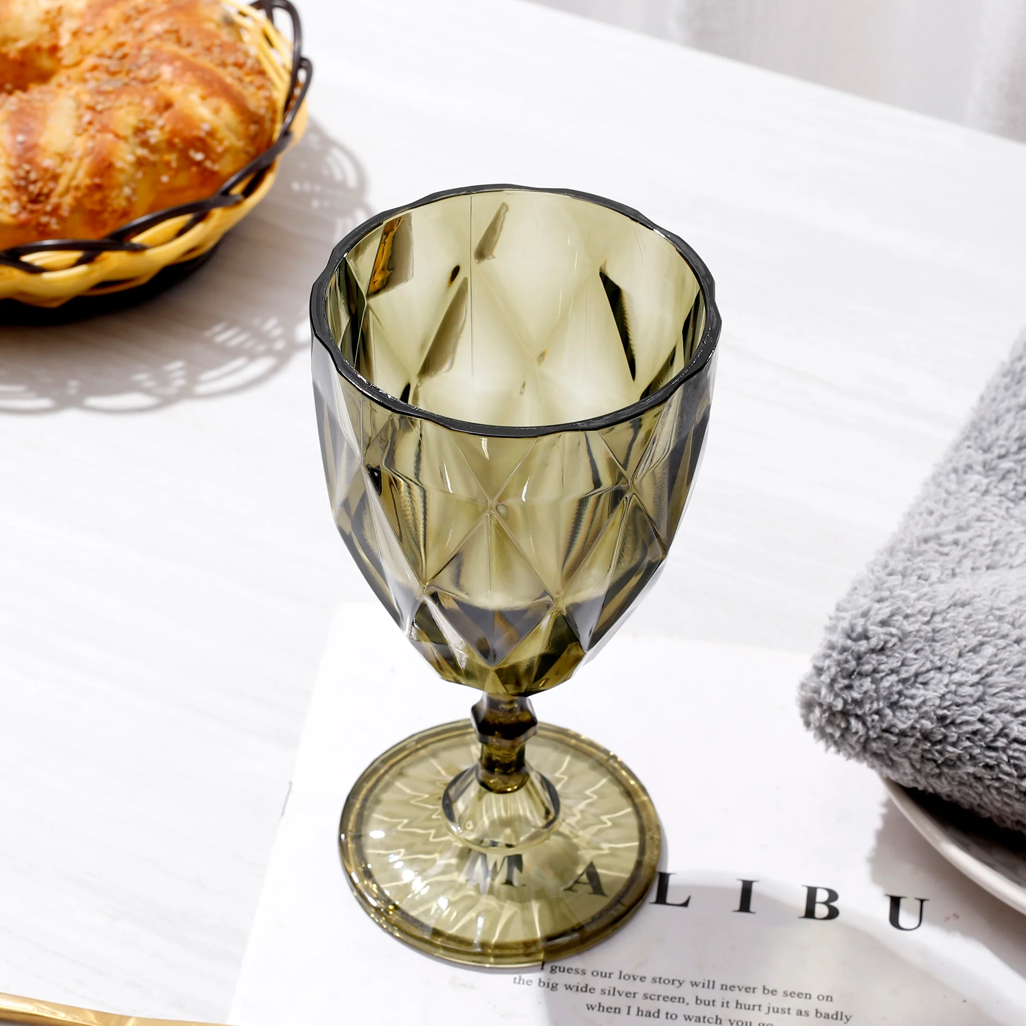 Olive Green Vintage Acrylic Goblets (6 pcs/pk) - Image 3