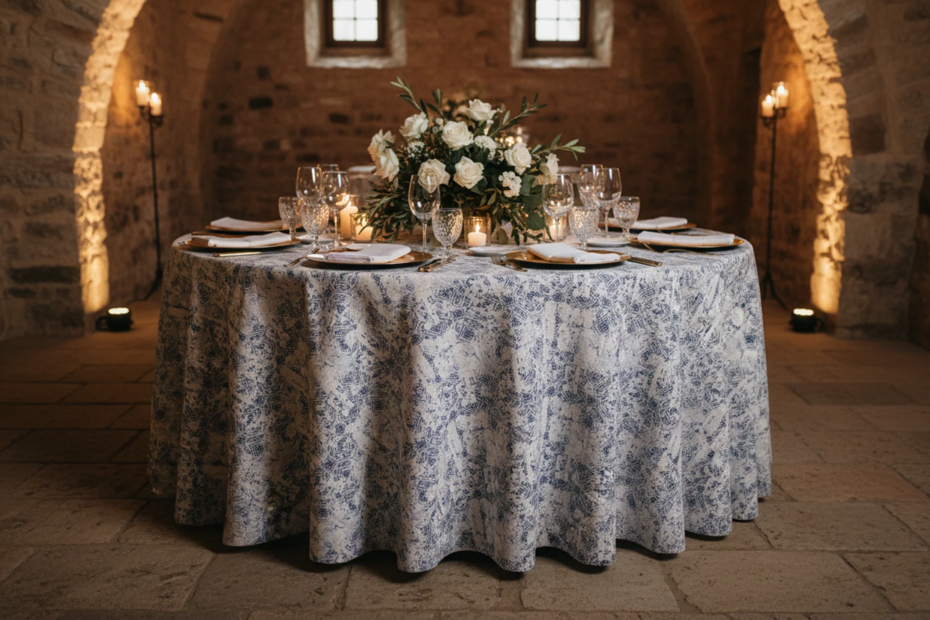 Vintage Mediterranean 120" Round Tablecloth - Image 5