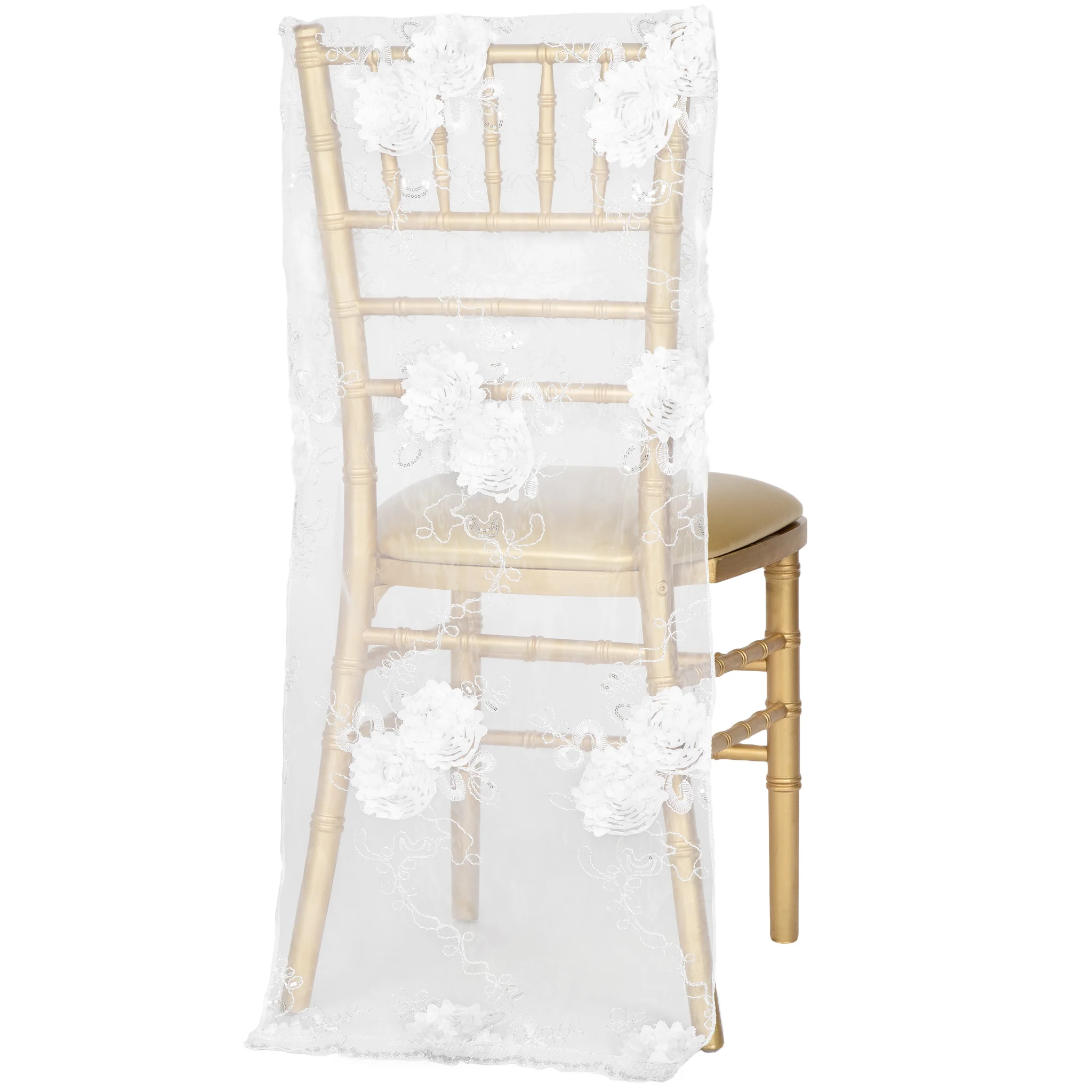 Vintage Veil Chiavari Chair Full Back Cover - White - Image 2