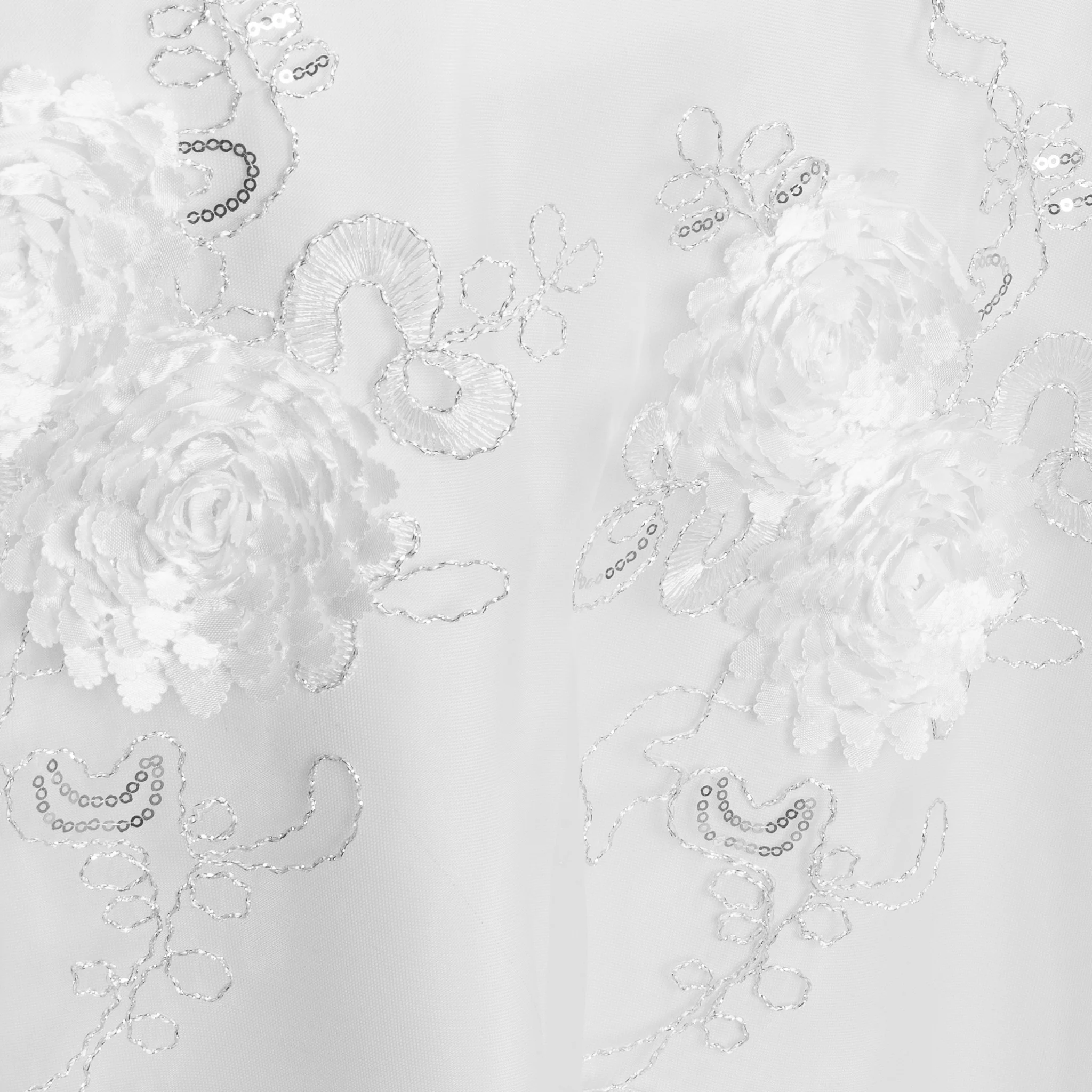Vintage Veil Embroidery 90"x90" Square Table Overlay Topper - White - Image 2
