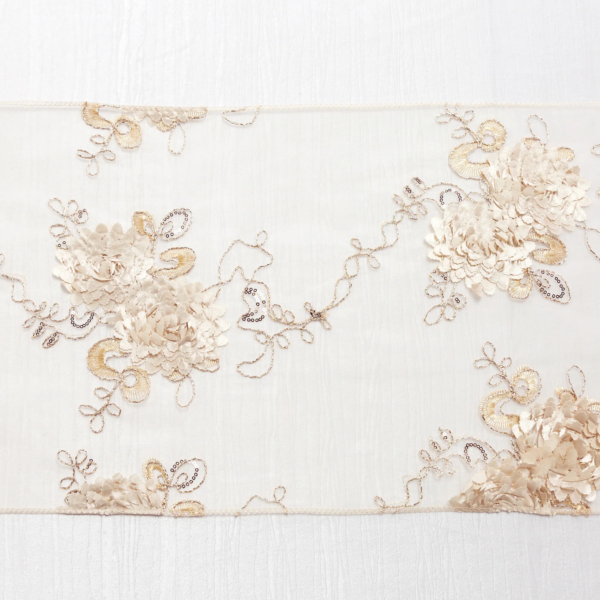 Vintage Veil Embroidery Table Runner - Champagne - Image 6