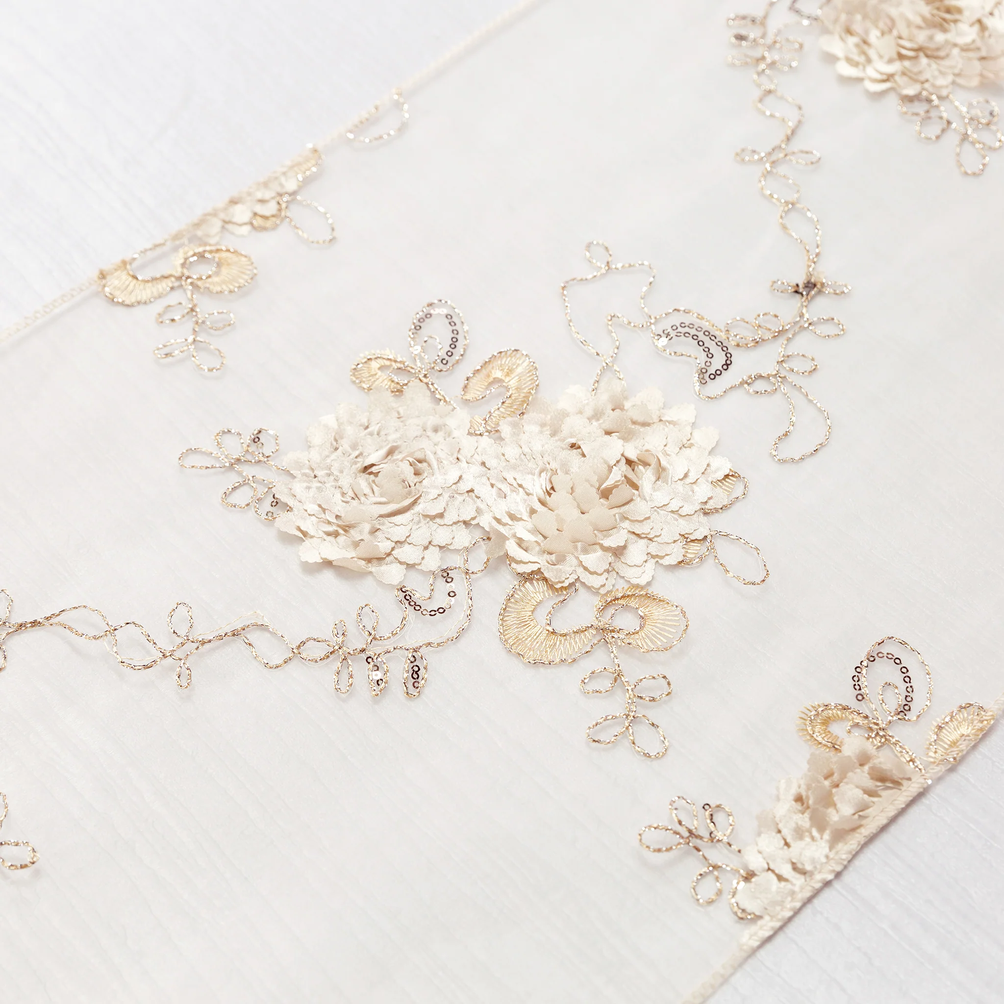 Vintage Veil Embroidery Table Runner - Champagne - Image 9