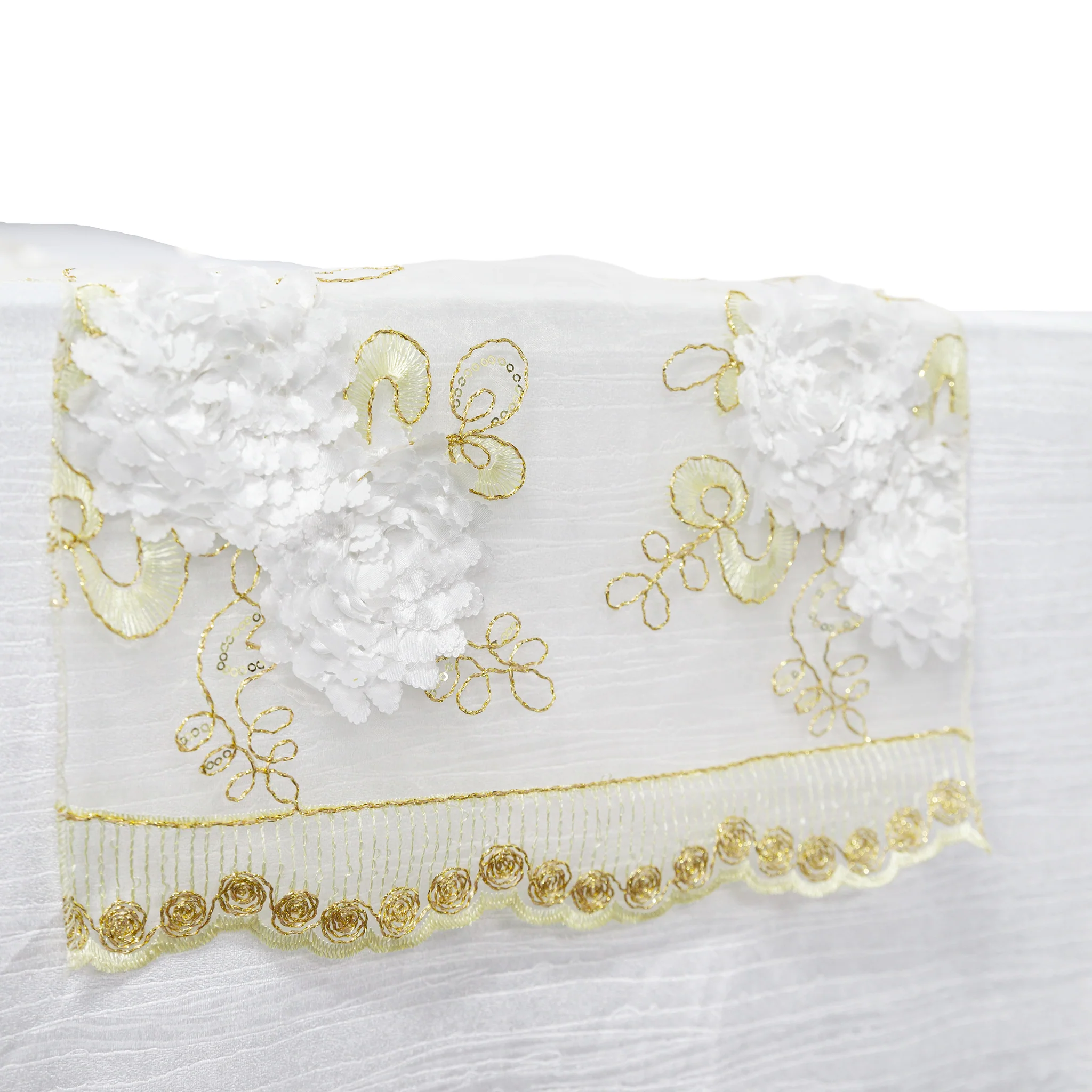 Vintage Veil Embroidery Table Runner - Gold/Ivory - Image 4