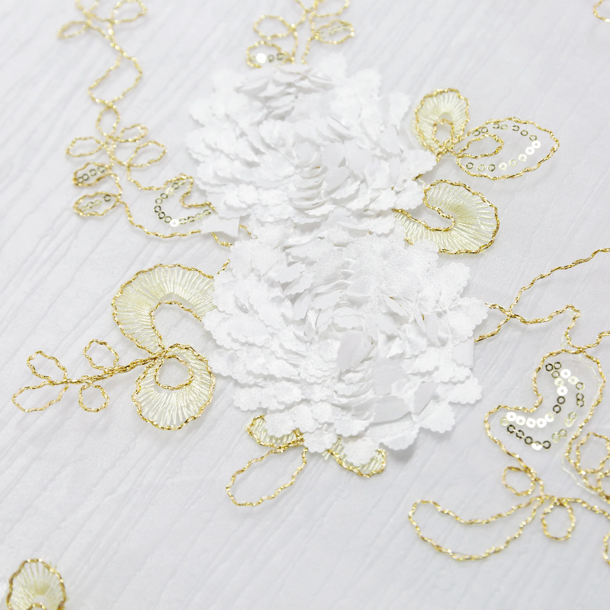 Vintage Veil Embroidery Table Runner - Gold/Ivory - Image 5