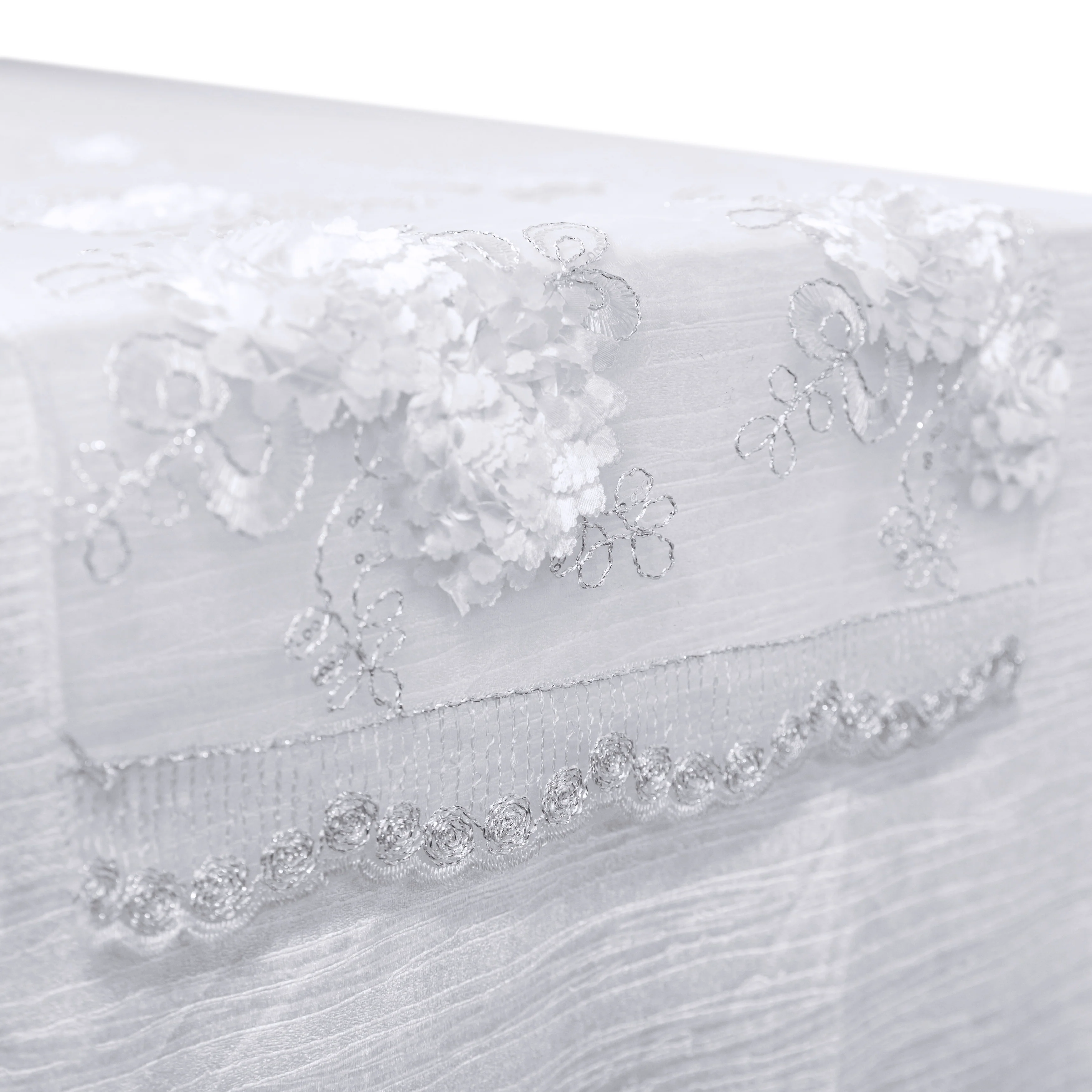 Vintage Veil Embroidery Table Runner - White - Image 3