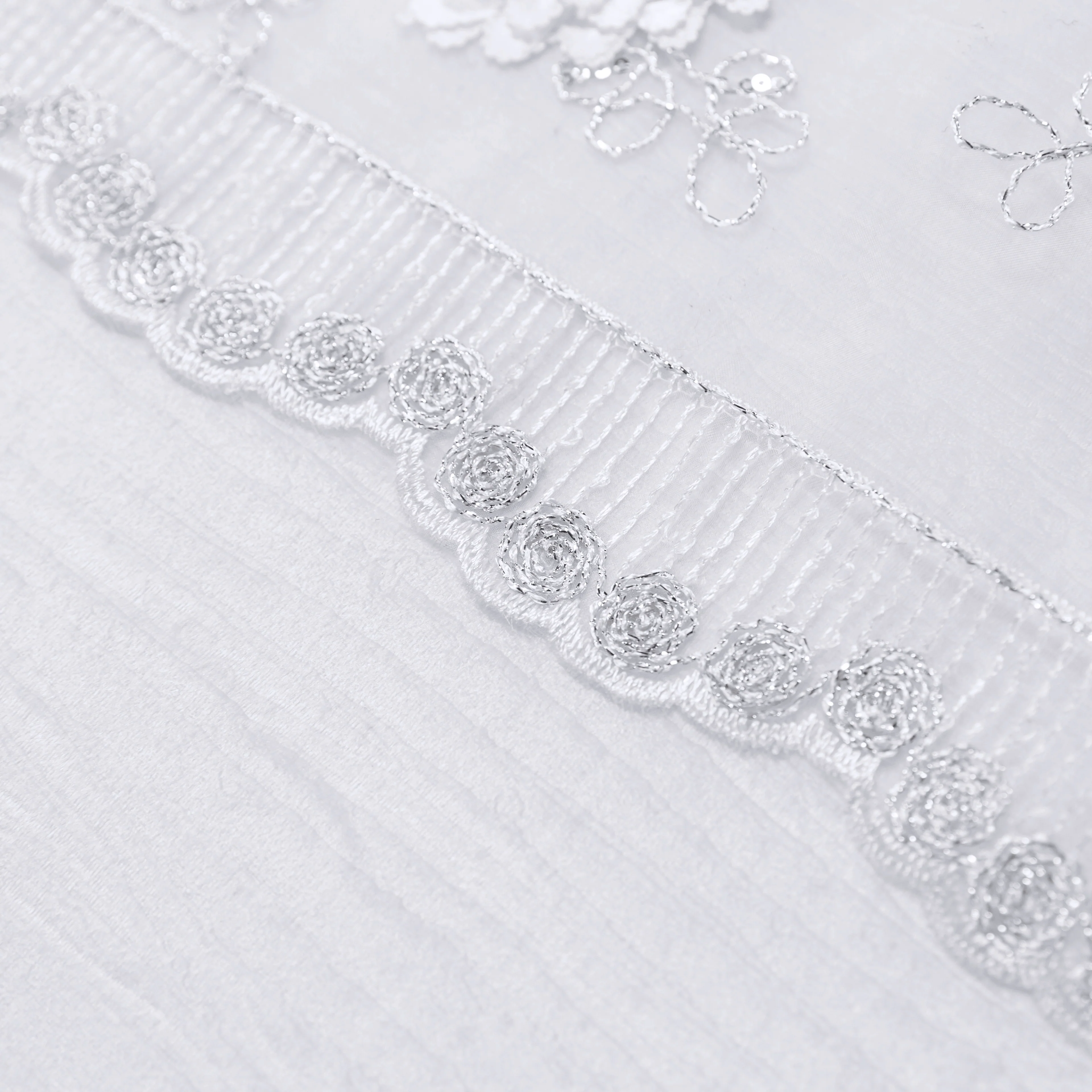Vintage Veil Embroidery Table Runner - White - Image 4