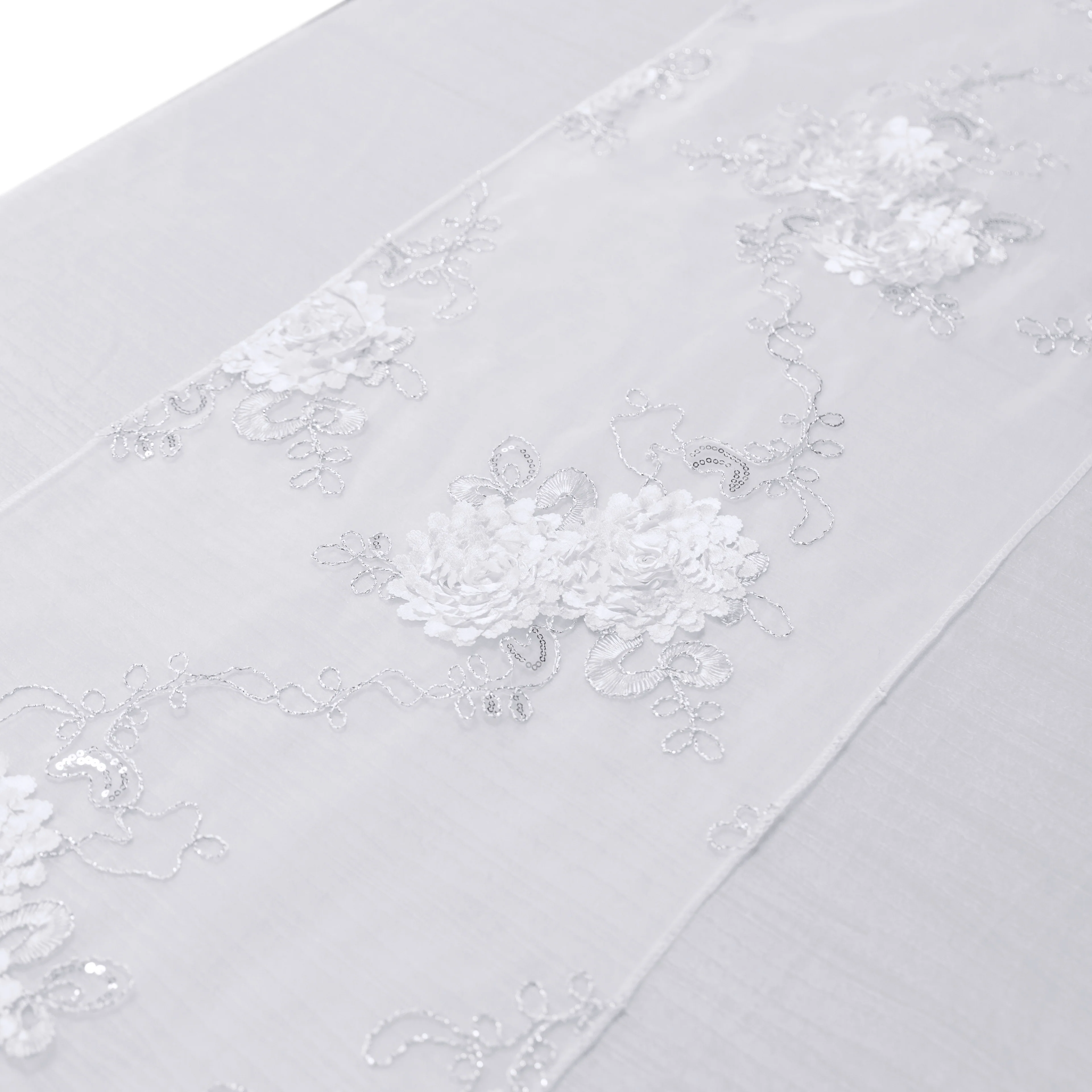 Vintage Veil Embroidery Table Runner - White - Image 7