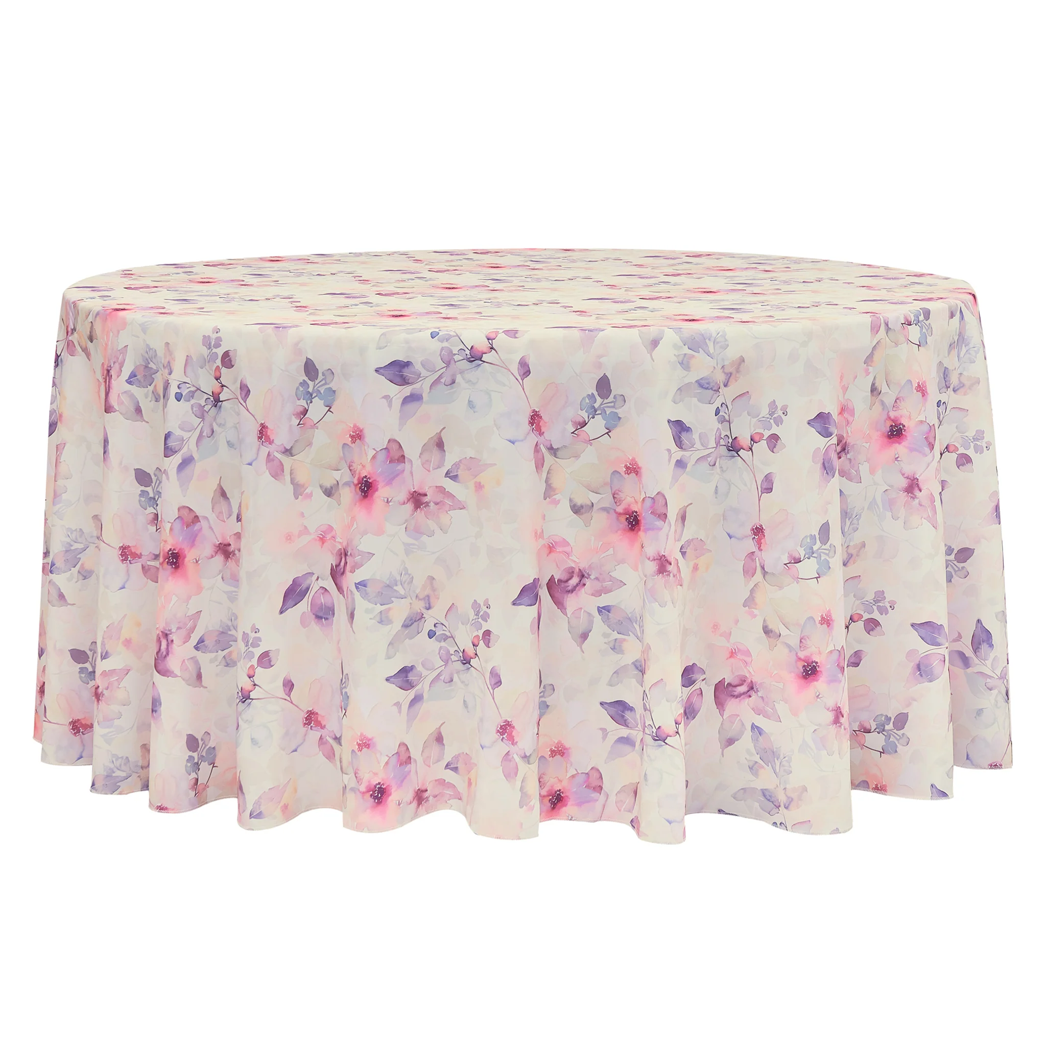 Watercolor Floral 120" Round Tablecloth - Pink - Image 2
