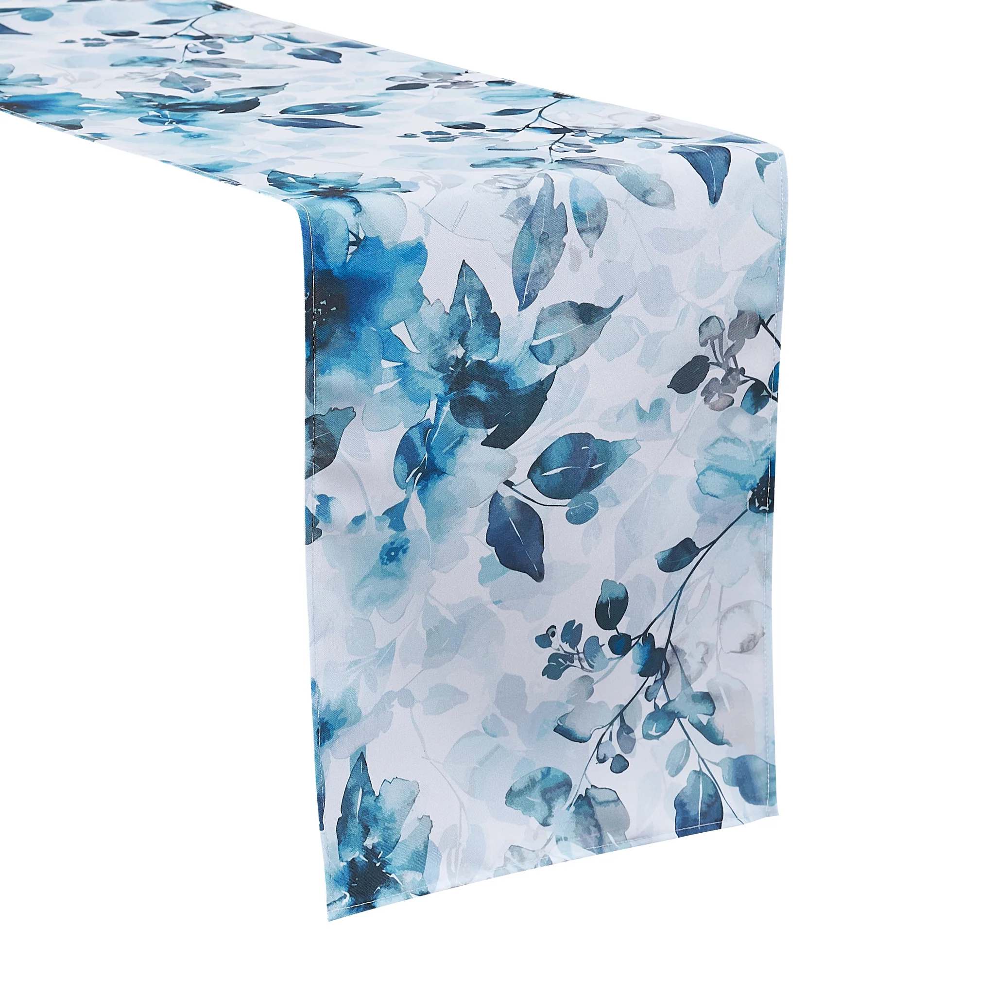 Watercolor Floral Table Runner - Blue