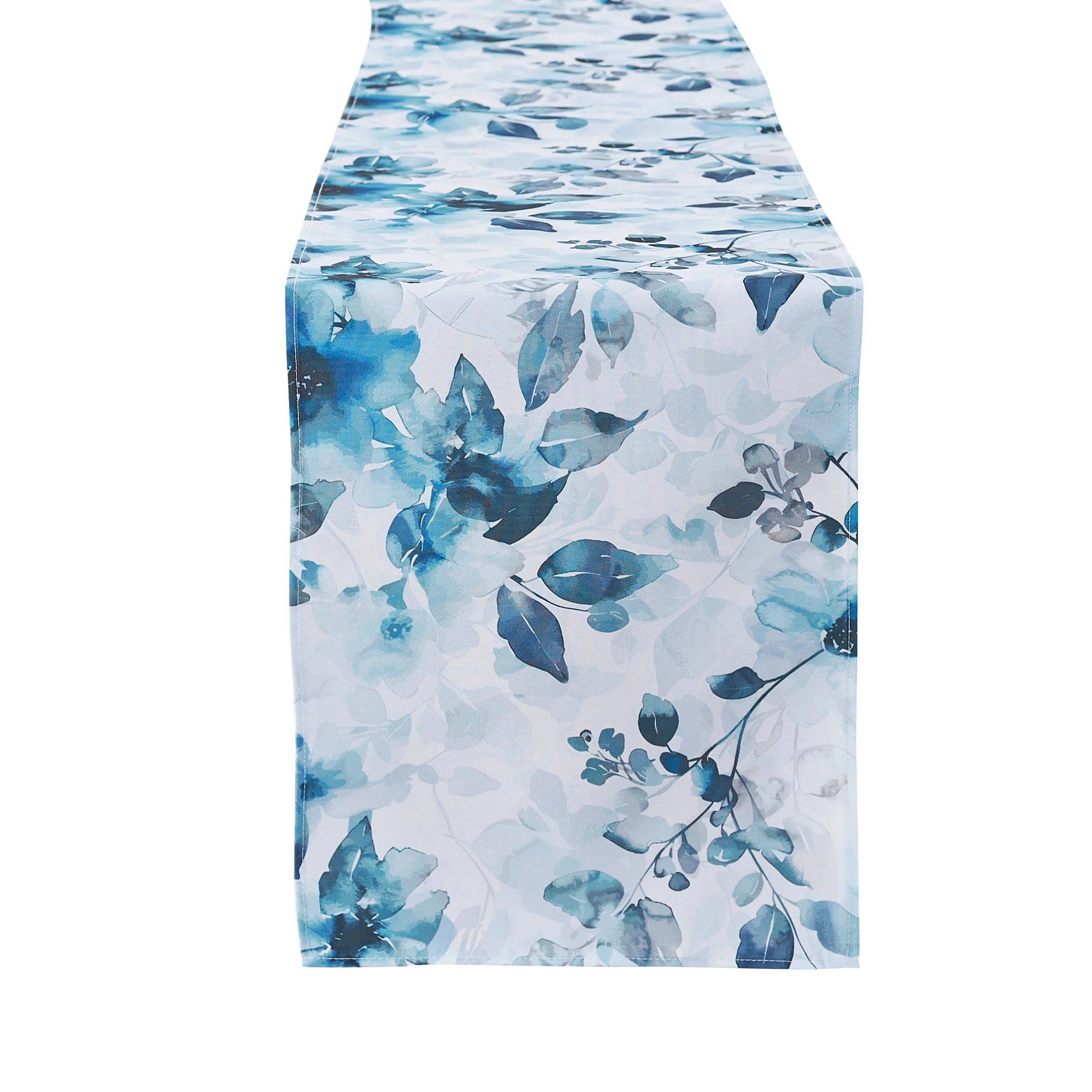 Watercolor Floral Table Runner - Blue - Image 3