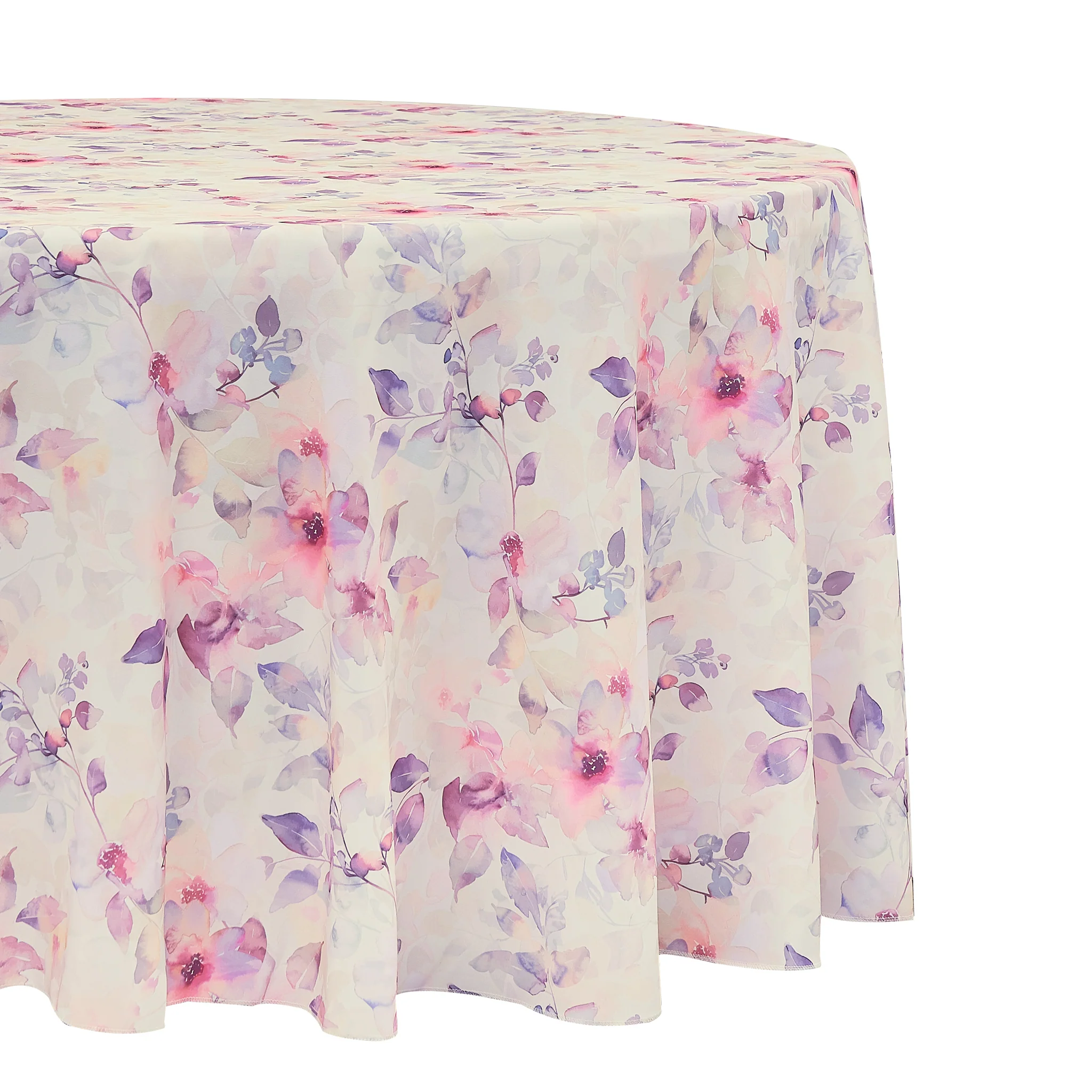 Watercolor Floral 132" Round Tablecloth - Pink - Image 3