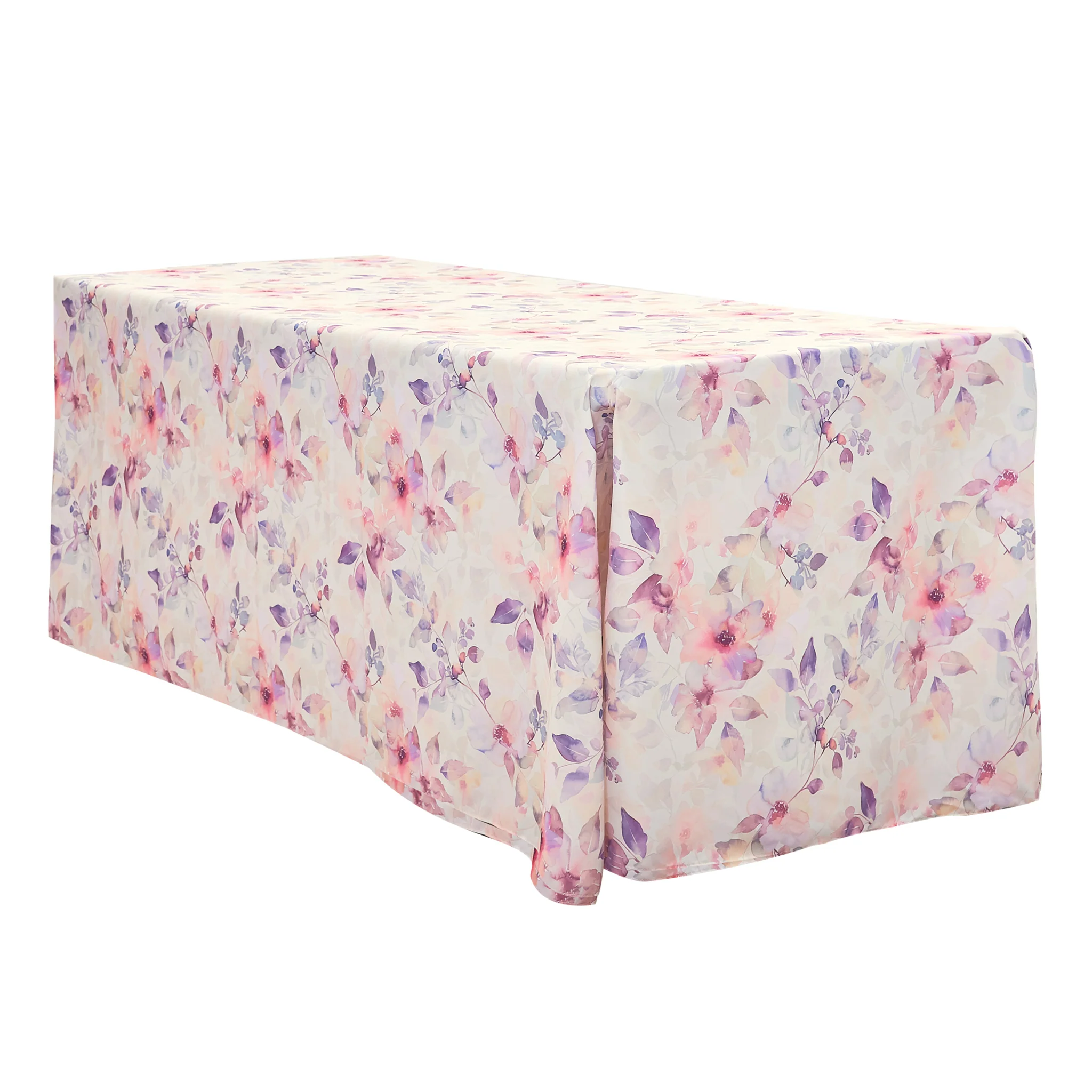 Watercolor Floral King 108"x156" Rectangular Tablecloth - Pink - Image 2