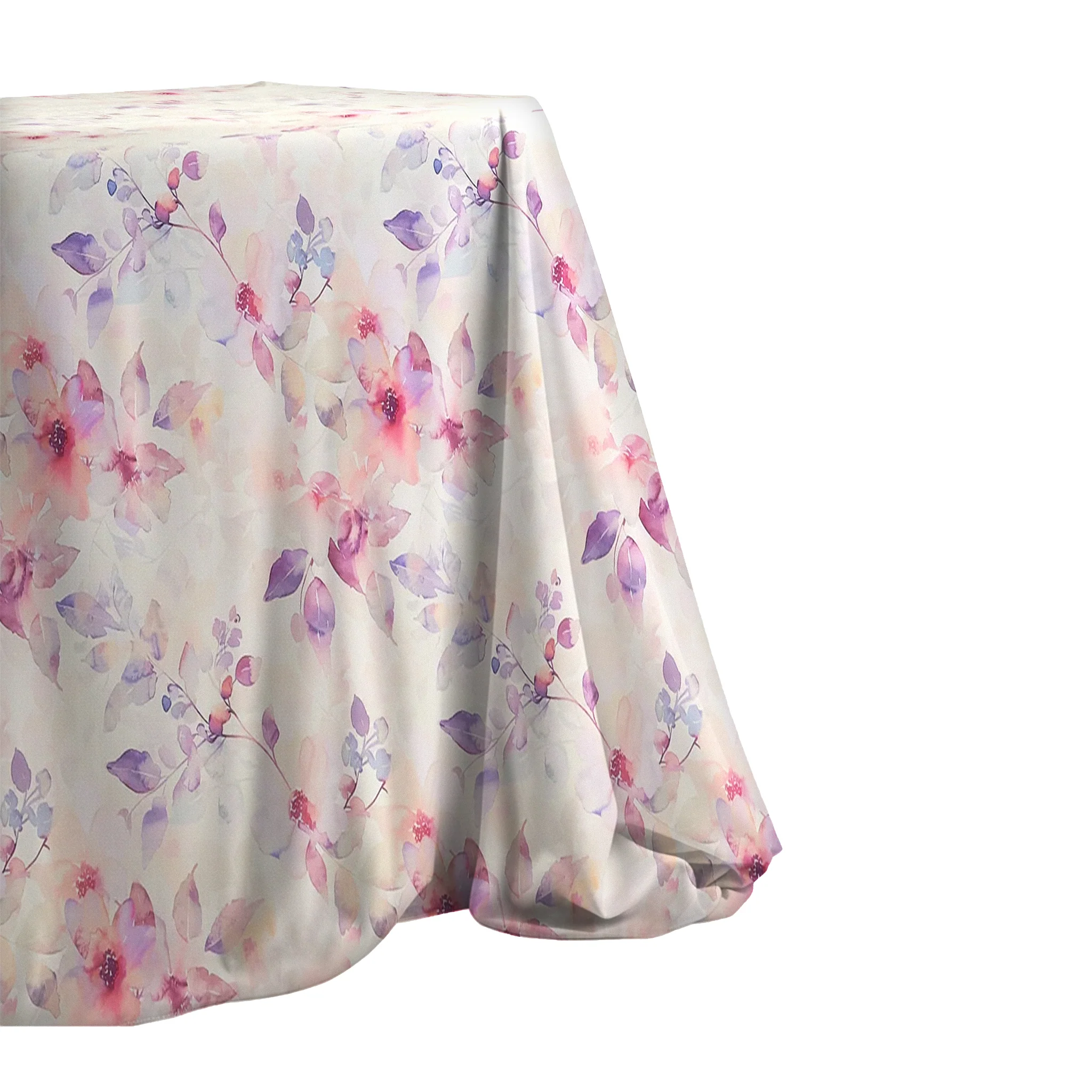 Watercolor Floral King 108"x156" Rectangular Tablecloth - Pink - Image 3