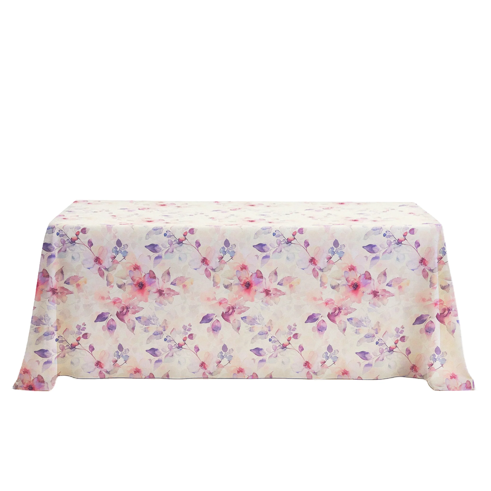 Watercolor Floral King 108"x156" Rectangular Tablecloth - Pink - Image 7