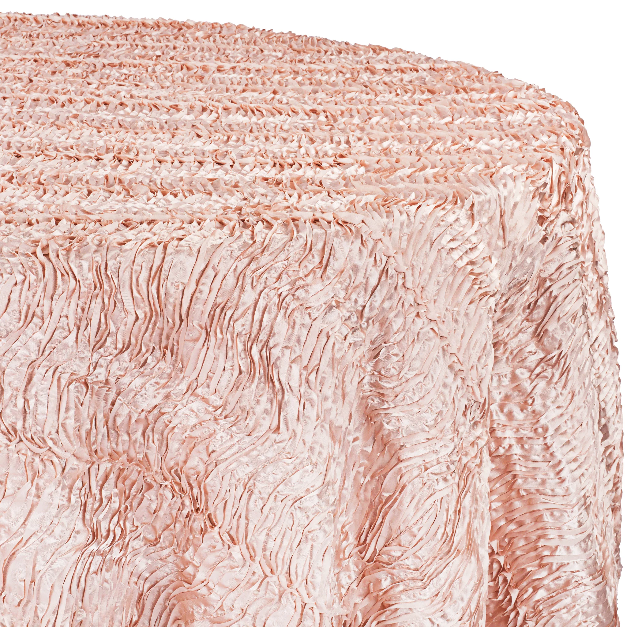 Wave Satin 120" Round Tablecloth - Blush/Rose Gold - Image 2