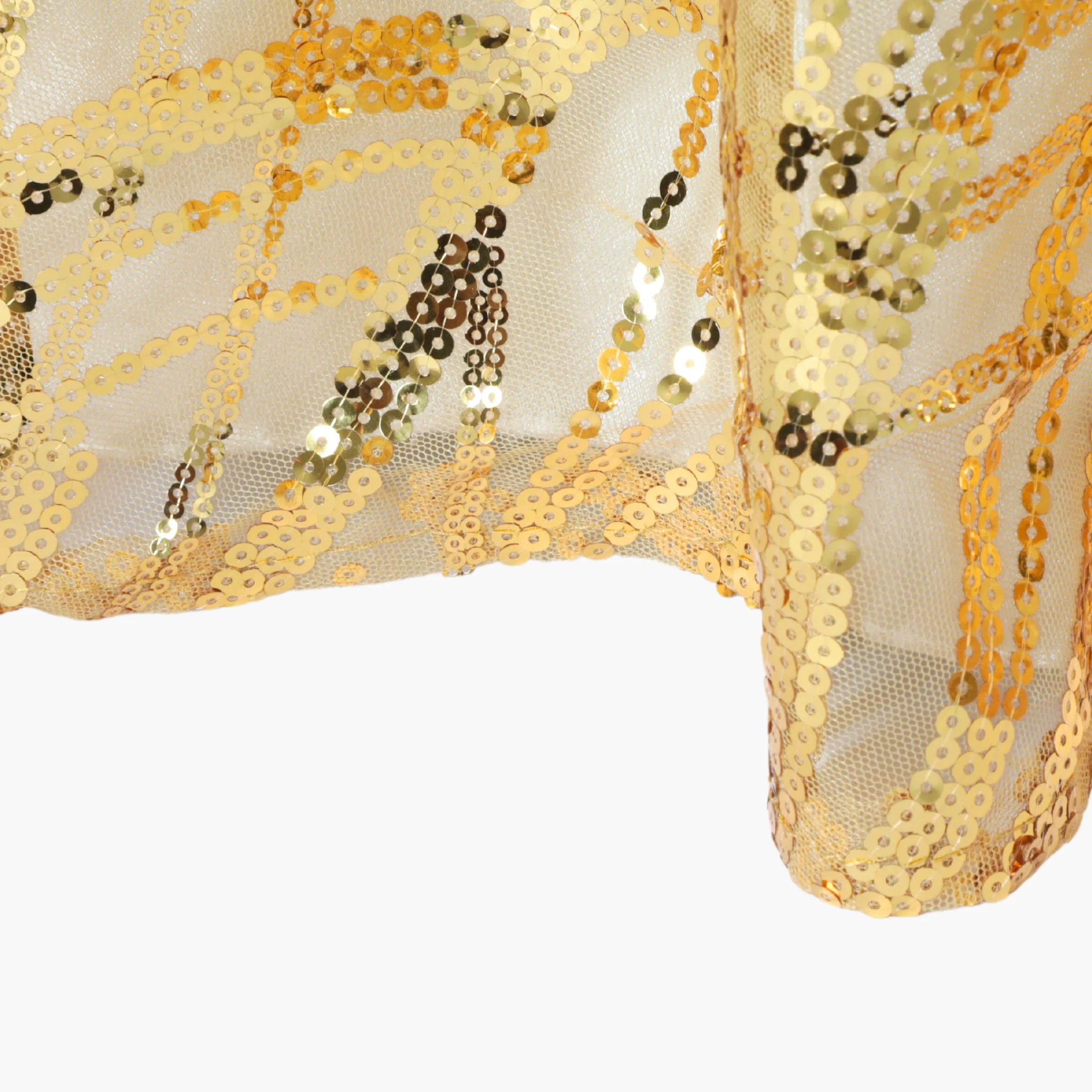 Wave Sequin Mesh Tablecloth 120" Round - Gold - Image 8