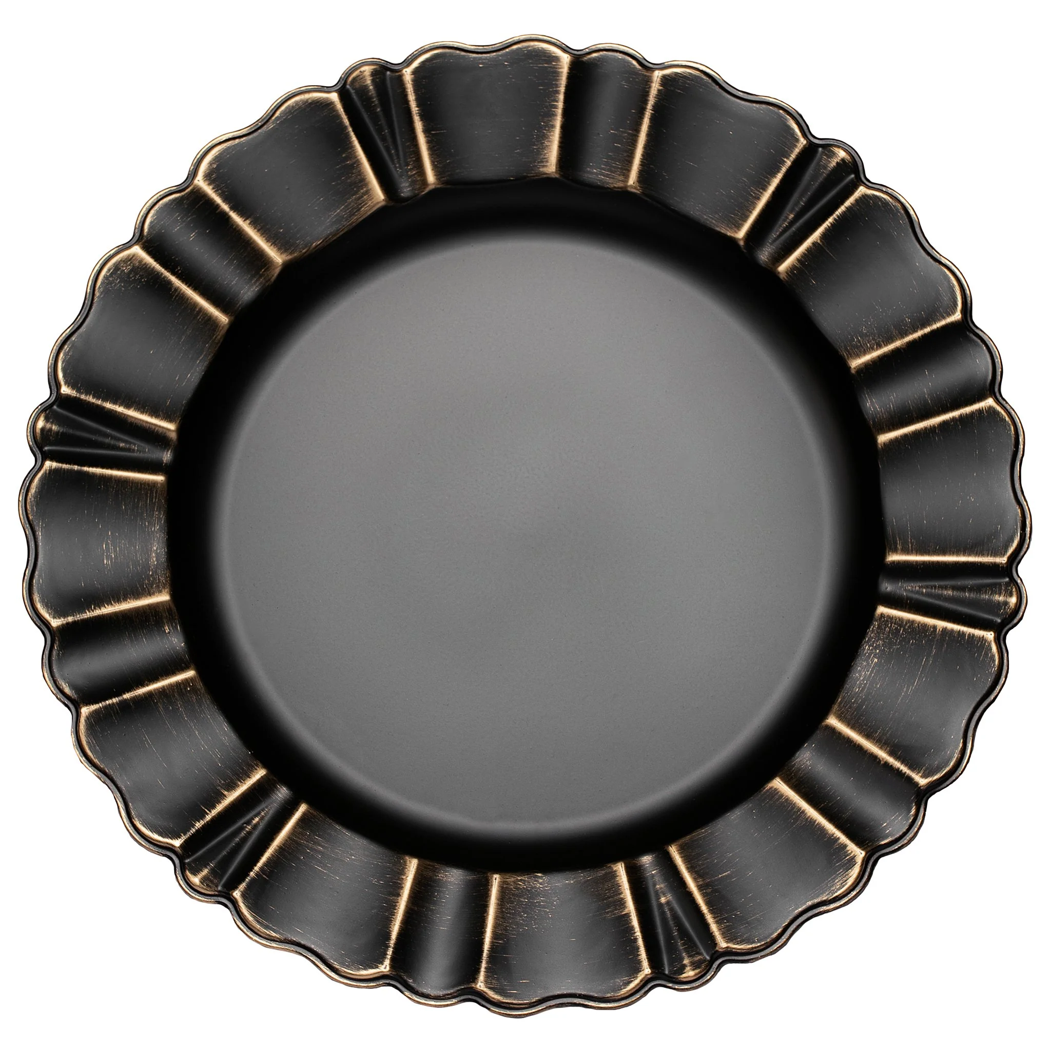 Waved Scalloped Acrylic 13" Charger Plate - Black & Gold - Image 3