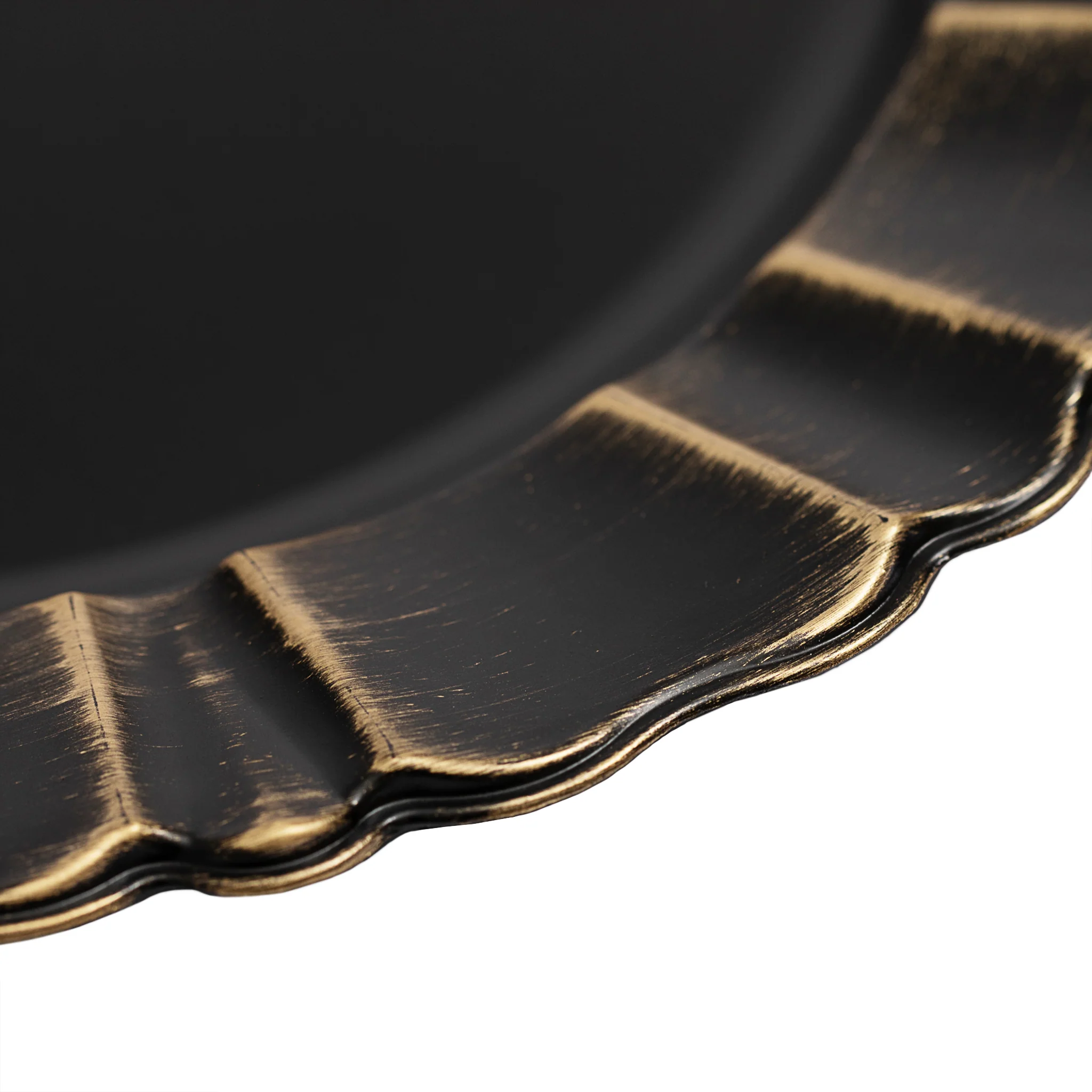 Waved Scalloped Acrylic 13" Charger Plate - Black & Gold - Image 4
