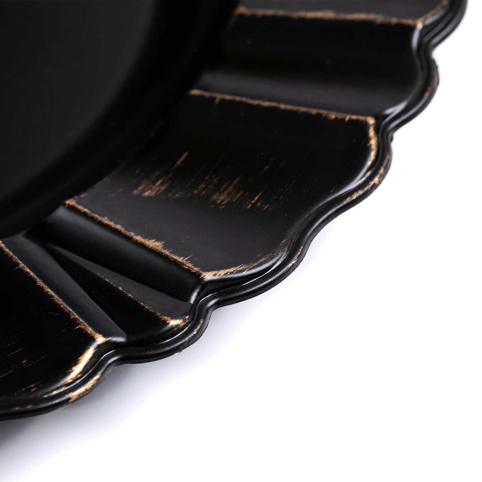 Waved Scalloped Acrylic 13" Charger Plate - Black & Gold - Image 5
