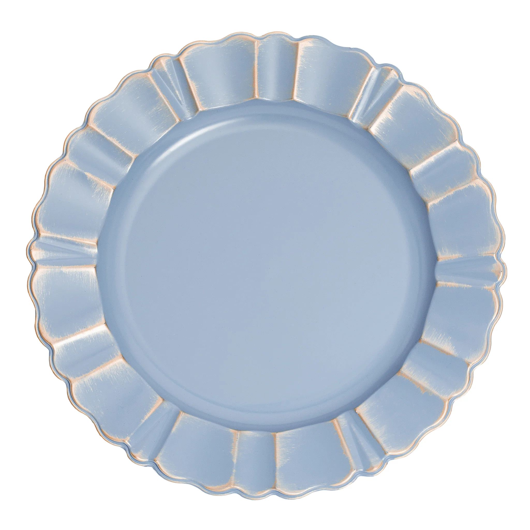 Waved Scalloped Acrylic 13" Charger Plate - Dusty Blue & Gold - Image 6