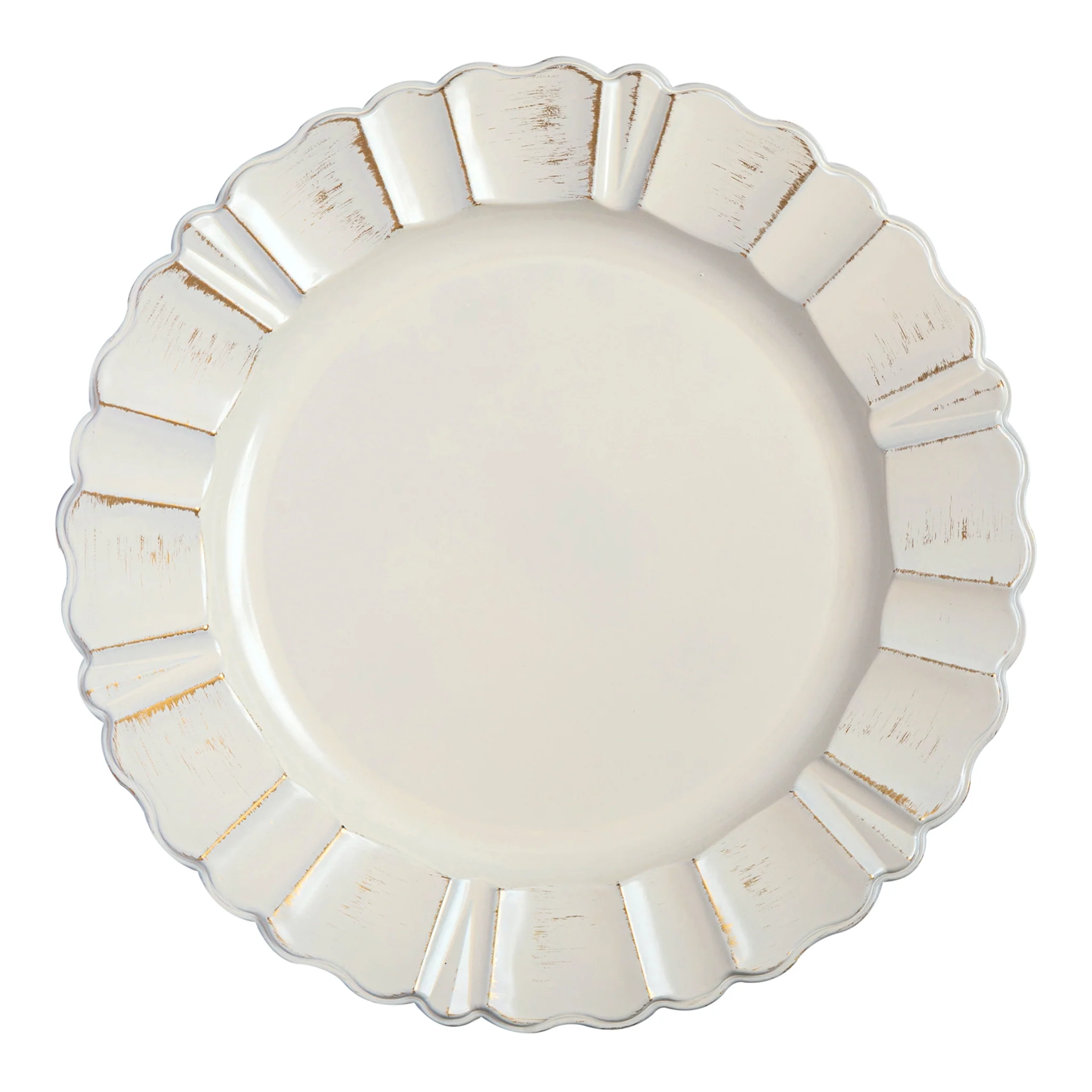 Waved Scalloped Acrylic 13" Charger Plate - Gold & Ivory - Image 6