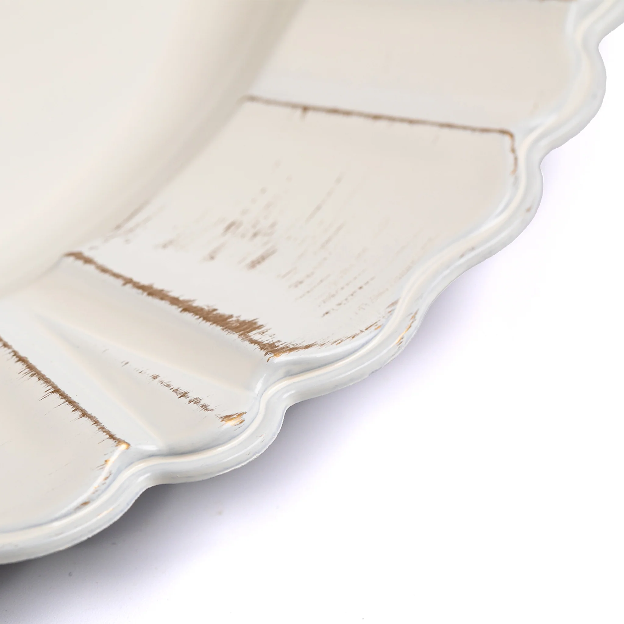 Waved Scalloped Acrylic 13" Charger Plate - Gold & Ivory - Image 7