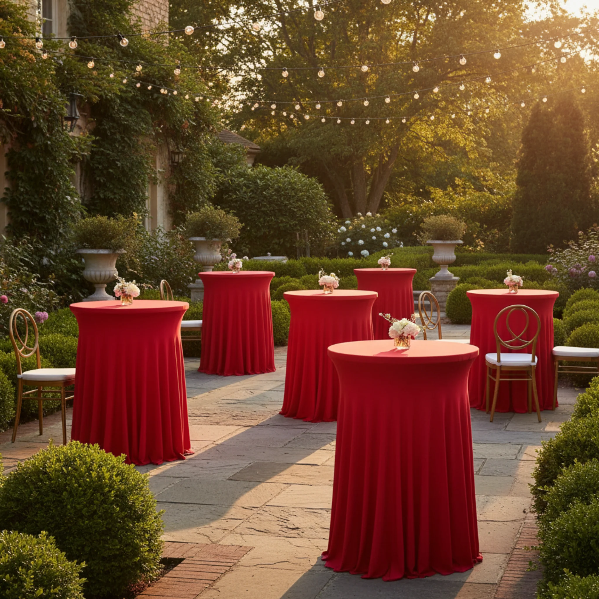 Wavy Spandex Cocktail Table Cover 30"-32" Round - Red - Image 4