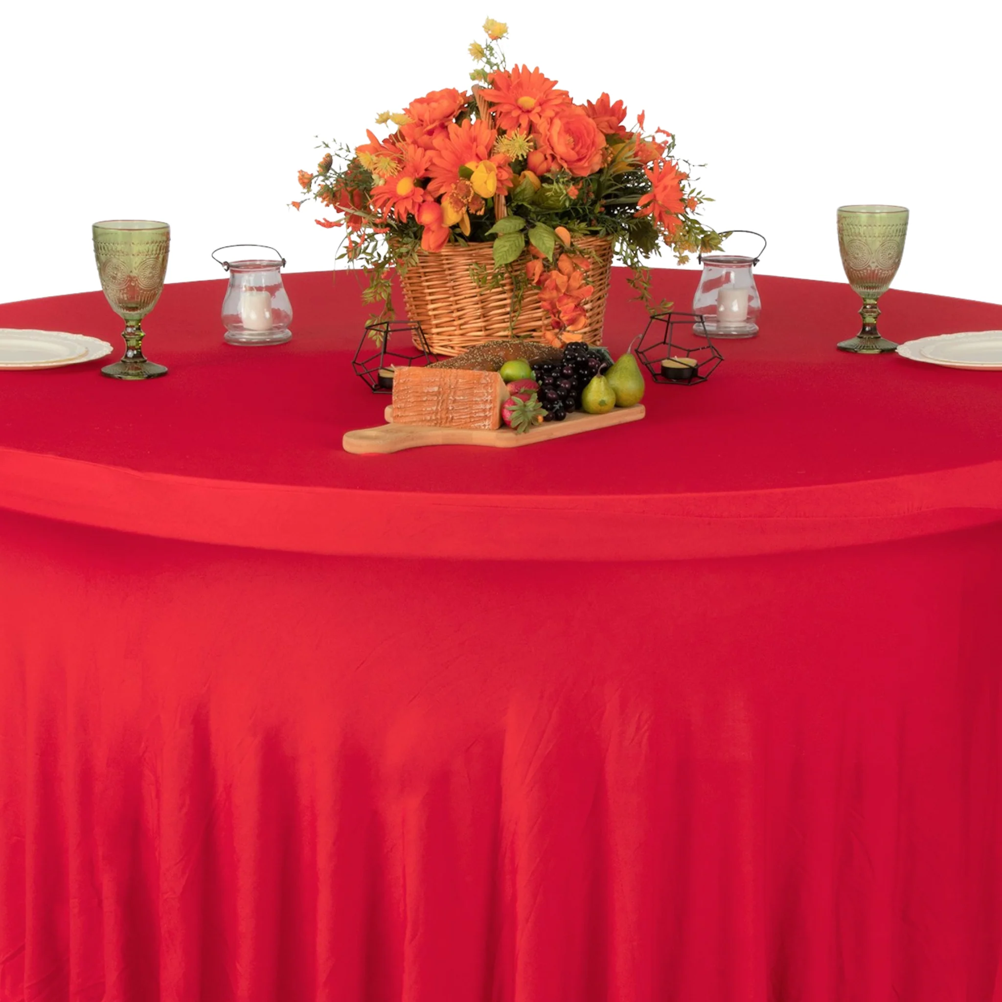 Wavy Spandex Table Cover 5ft Round - Red - Image 2