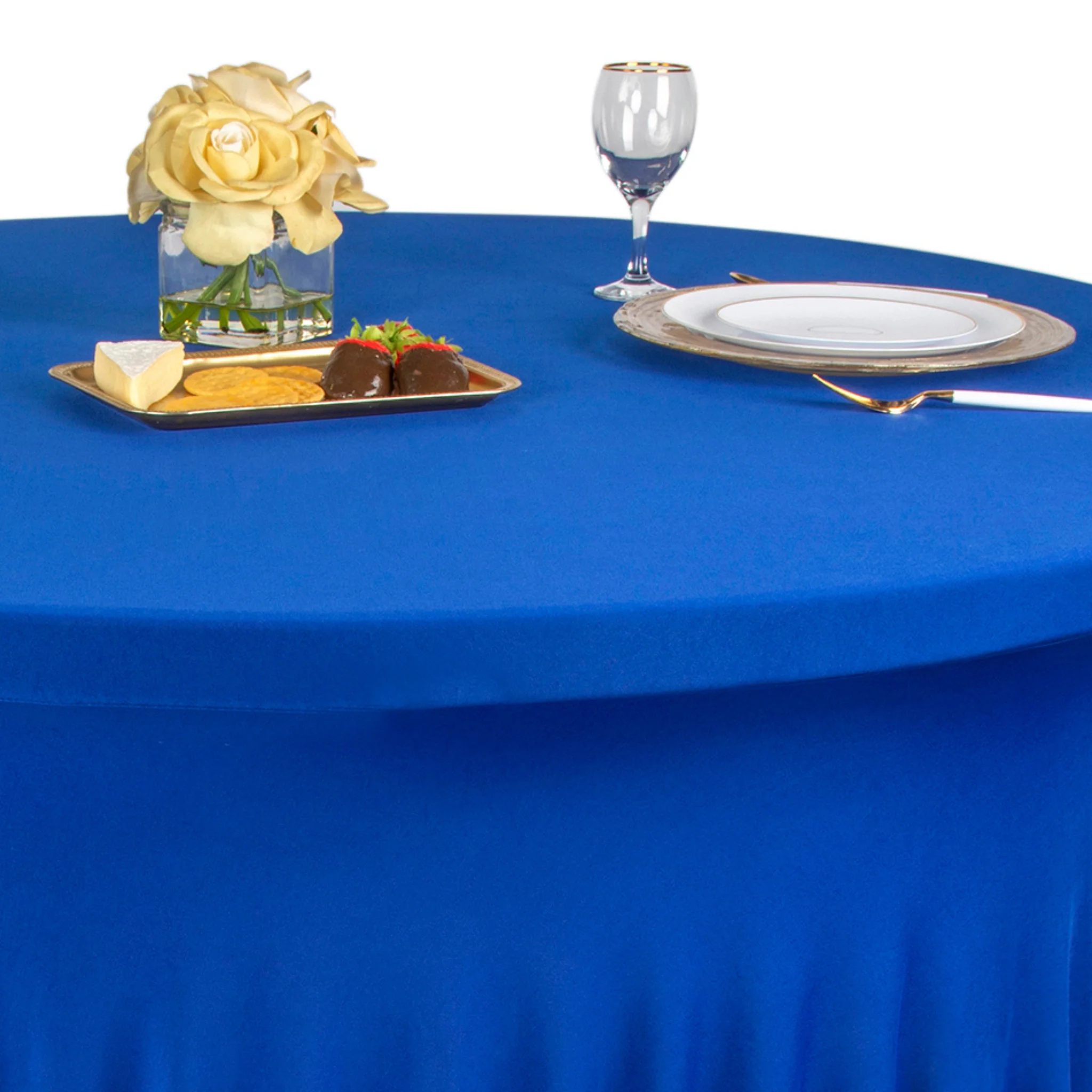 Wavy Spandex Table Cover 5ft Round - Royal Blue - Image 2