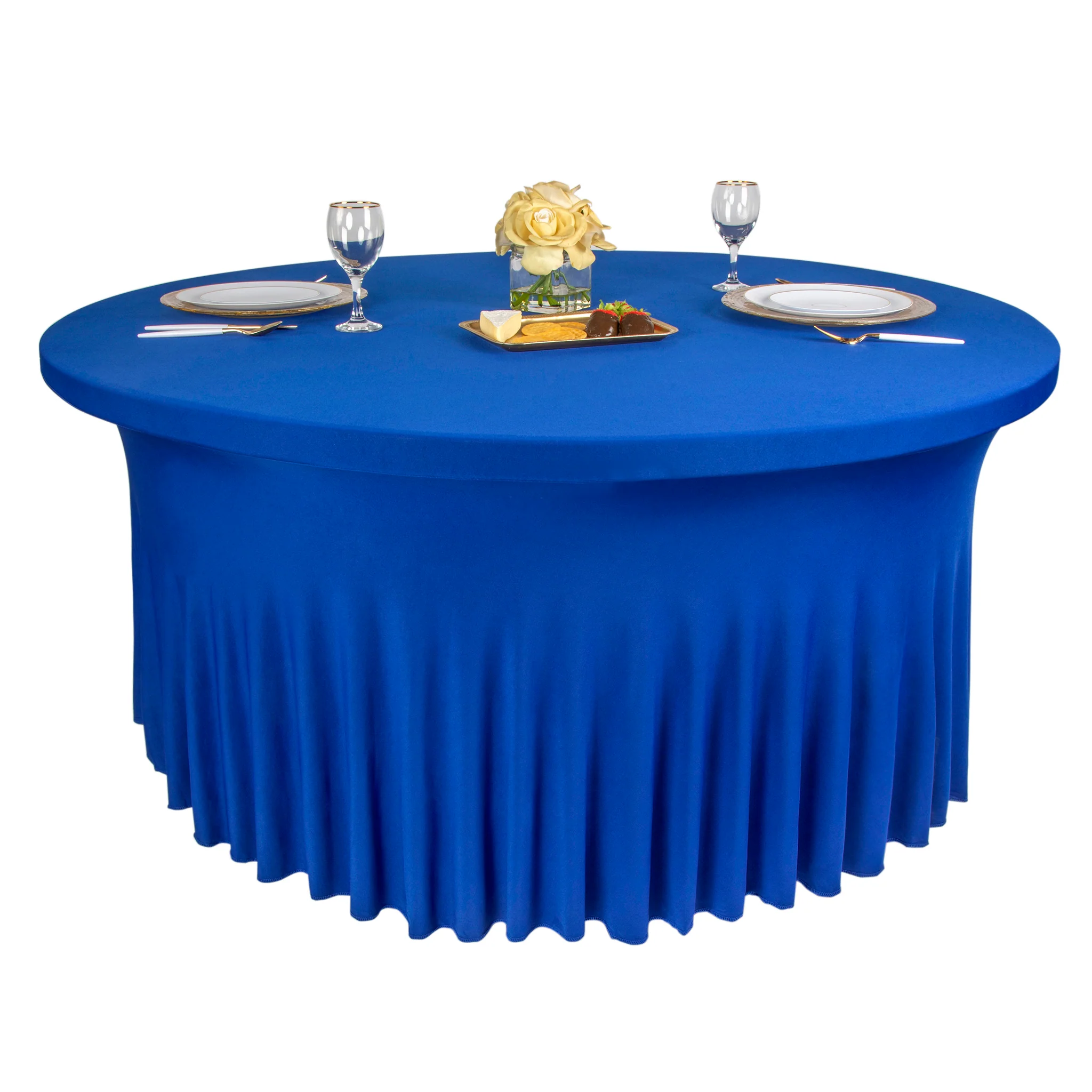 Wavy Spandex Table Cover 5ft Round - Royal Blue - Image 3
