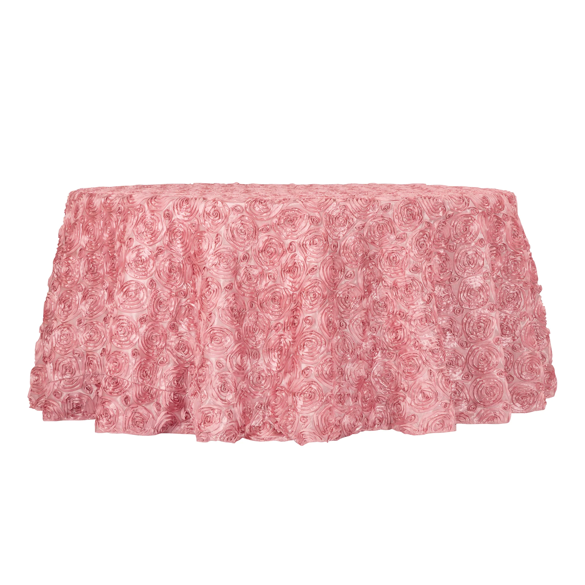Wedding Rosette SATIN 120" Round Tablecloth - Dusty Rose/Mauve - Image 2