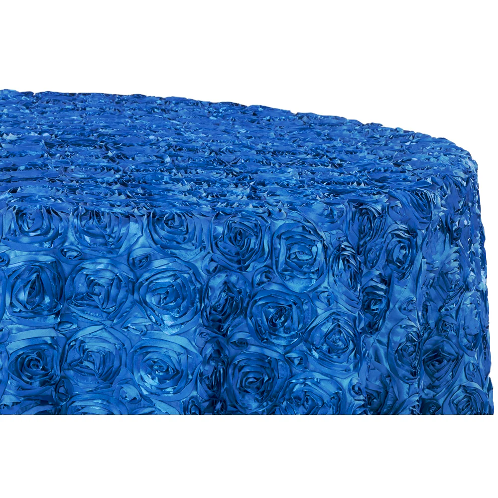 Wedding Rosette SATIN 120" Round Tablecloth - Royal Blue - Image 2