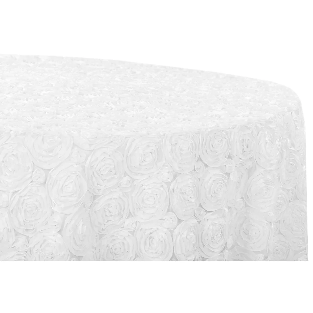 Wedding Rosette Satin 120" Round Tablecloth - White - Image 3