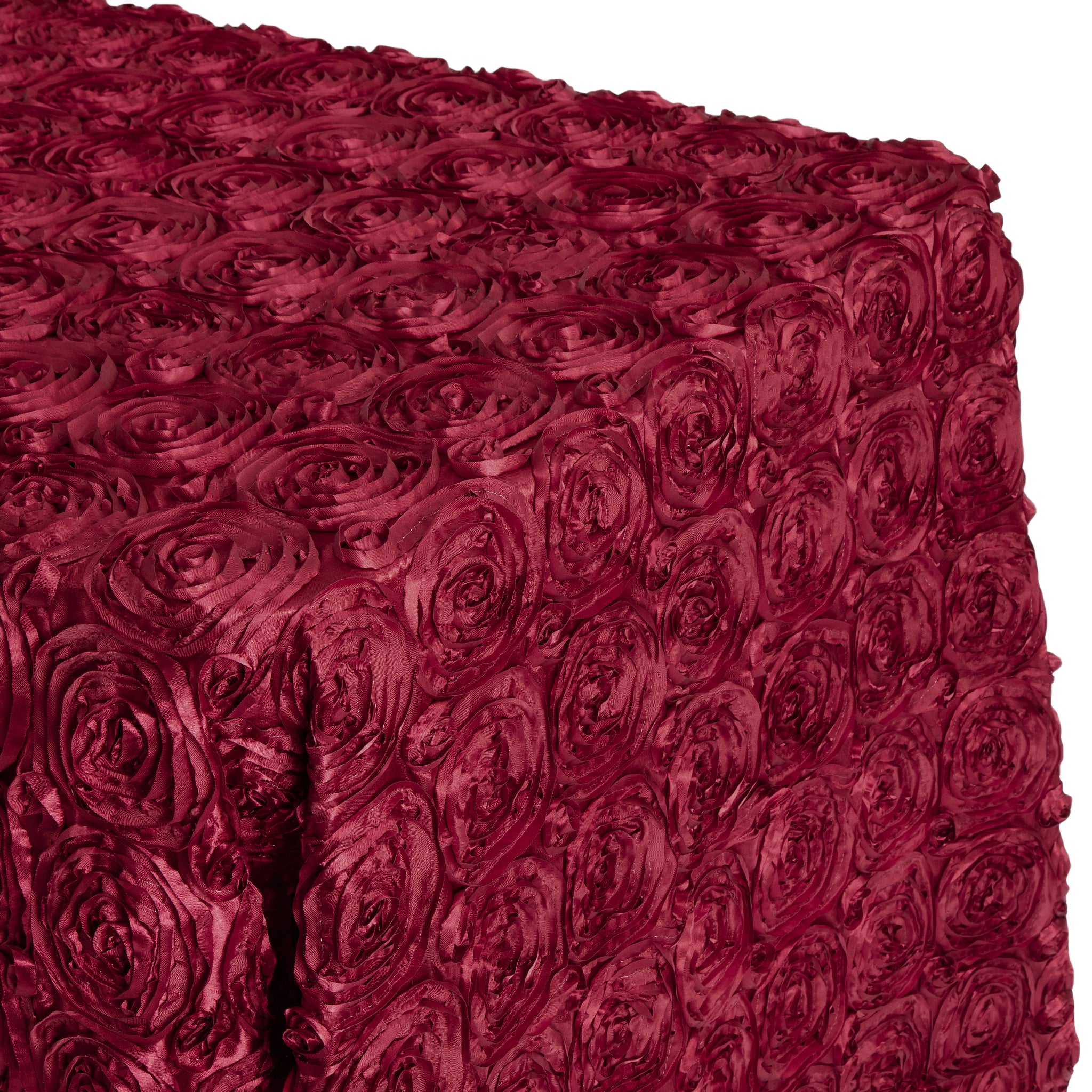 Wedding Rosette Satin 90"x132" rectangular Tablecloth - Burgundy - Image 2