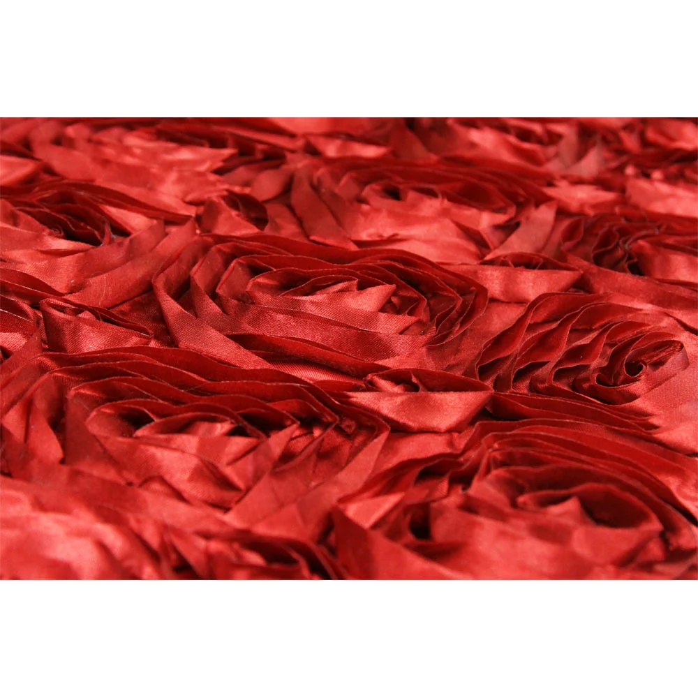 Wedding Rosette Satin 90"x156" rectangular Tablecloth - Apple Red - Image 2