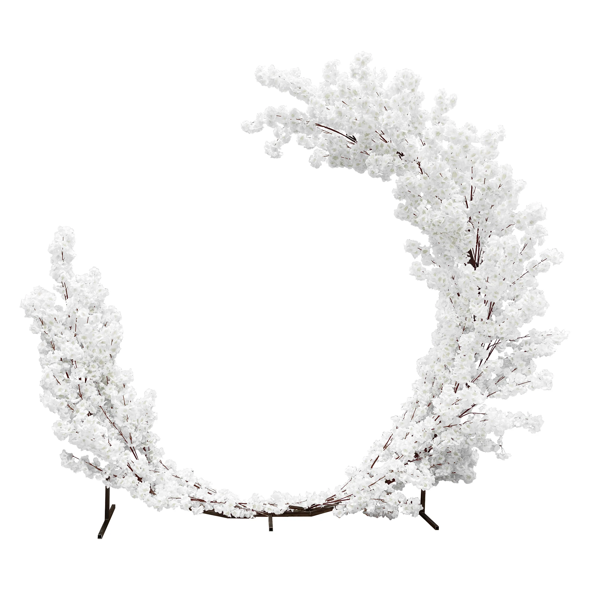 Cherry Blossom Crescent Arch Backdrop - White